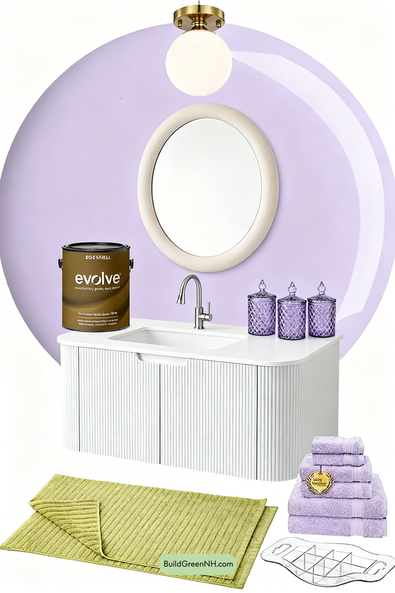 Moodboard for Lavender Curves, Chartreuse Punch Bathroom