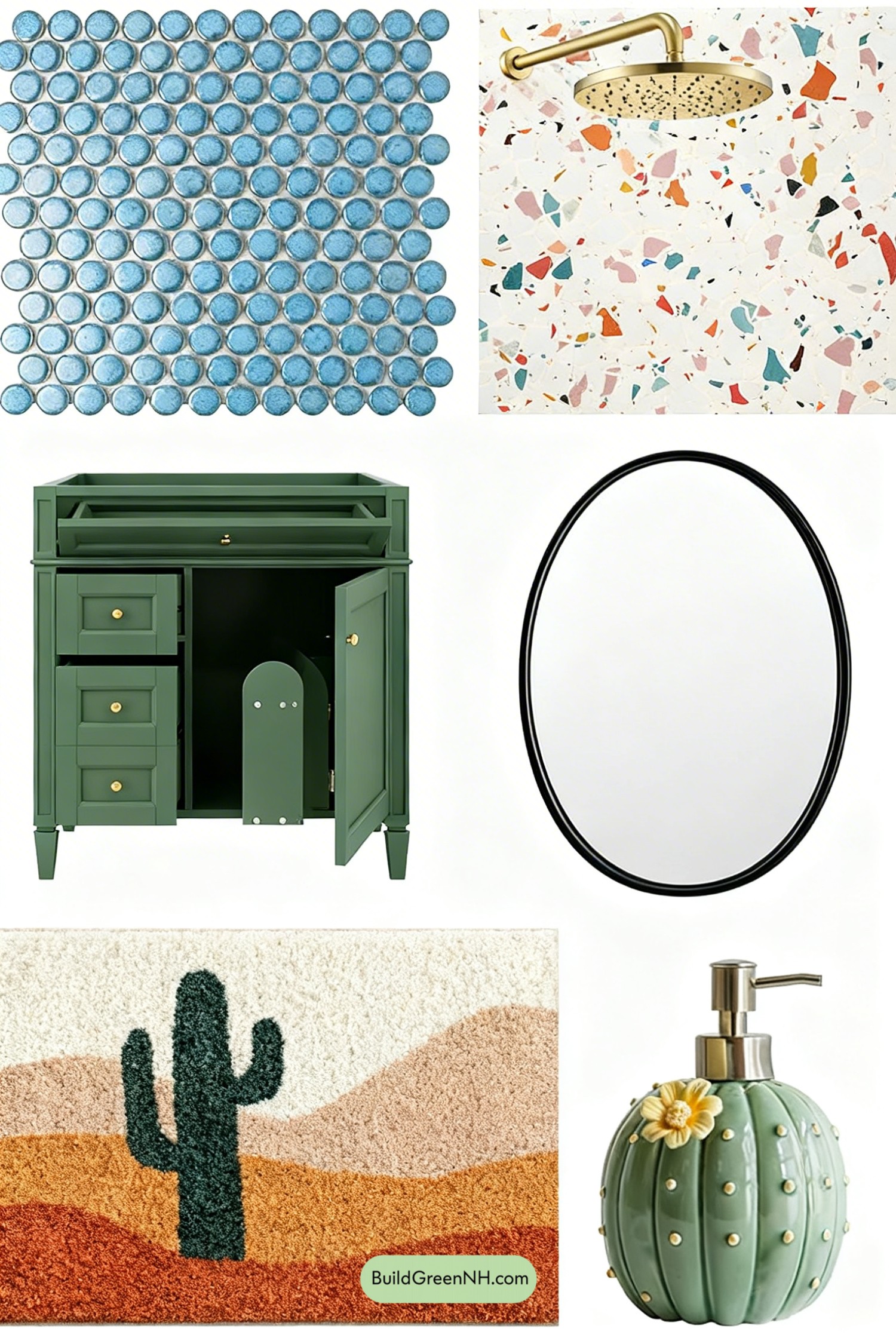 Moodboard for Desert Oasis Bathroom in Bold Color