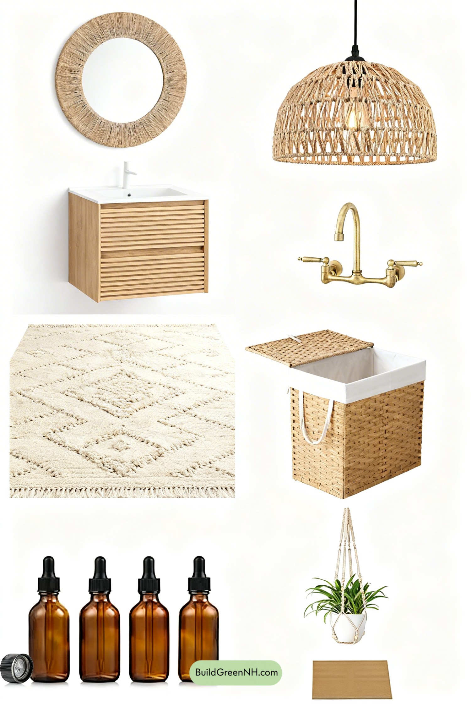Moodboard for Sunwashed Boho Vanity with Woven Warmth