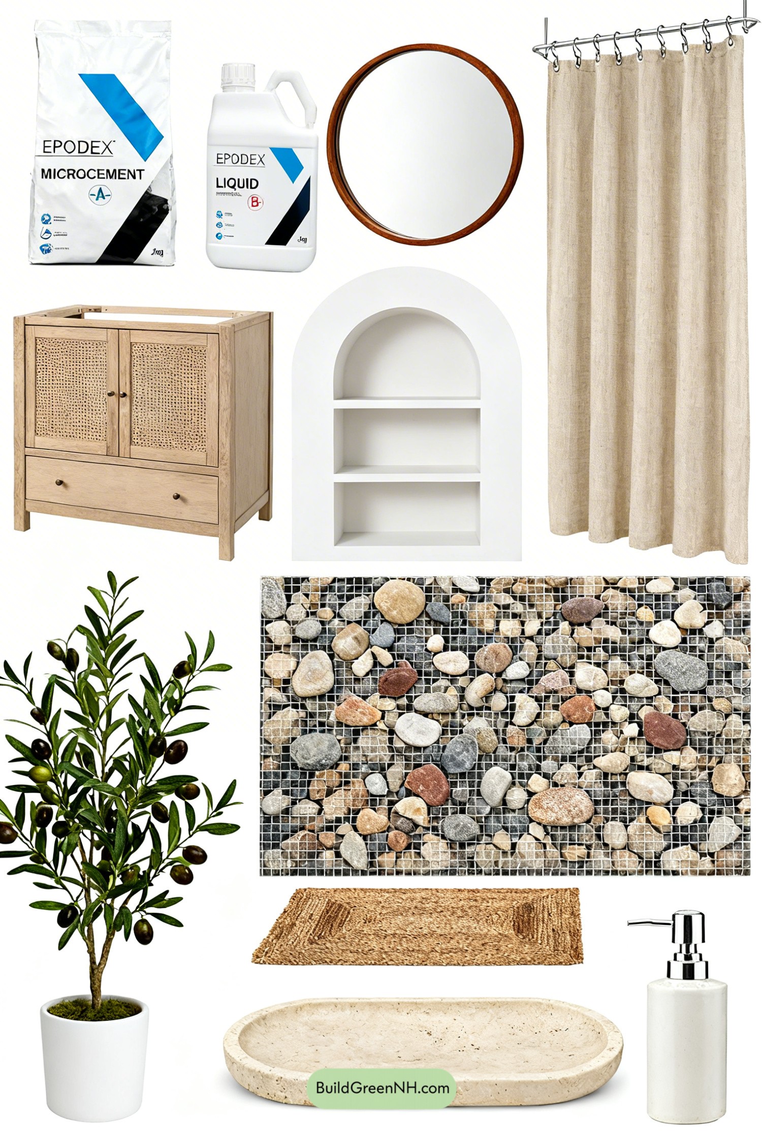 Moodboard for Cane Vanity and Arched Niche Serenity