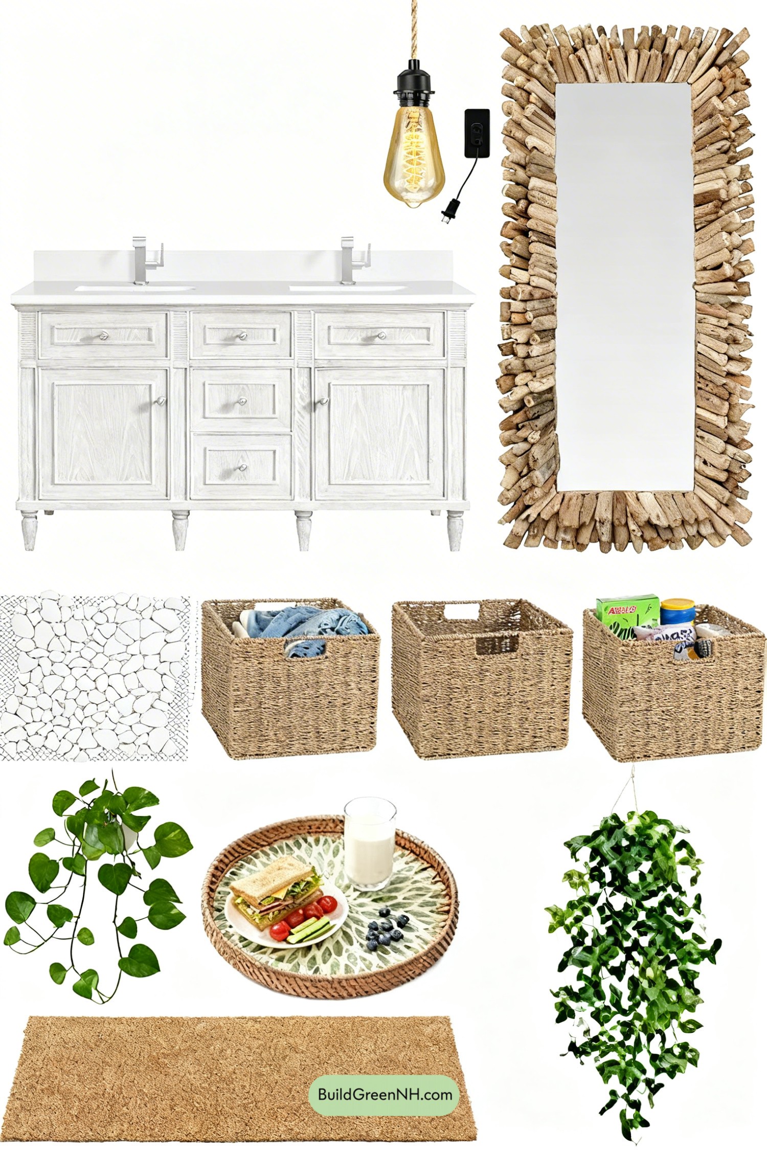 Moodboard for Driftwood Mirror, Sand-Toned Boho Vanity