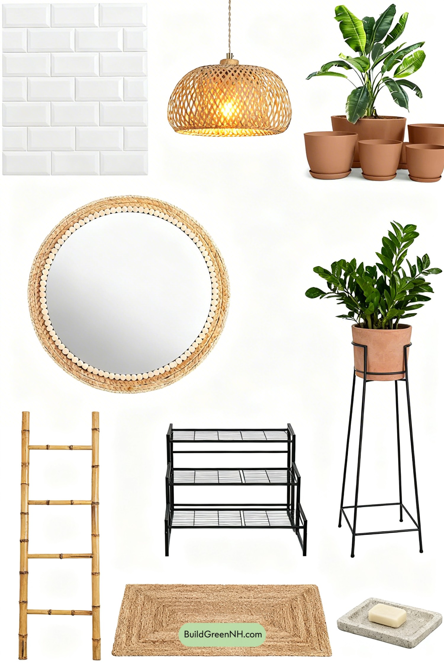 Moodboard for Boho Jungle Bathroom, Bright and Breezy