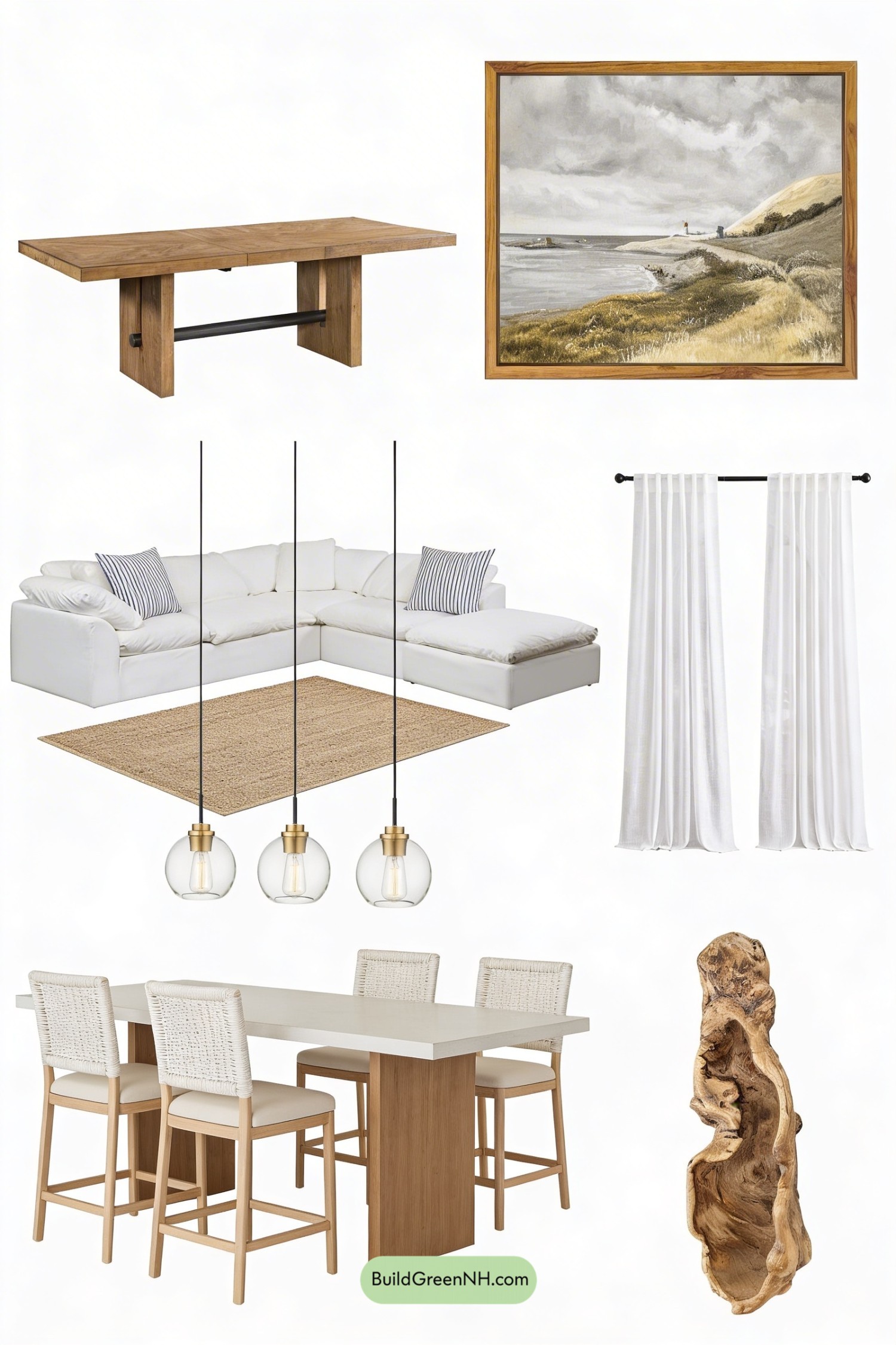 Moodboard for Coastal Barndo Great Room Flow