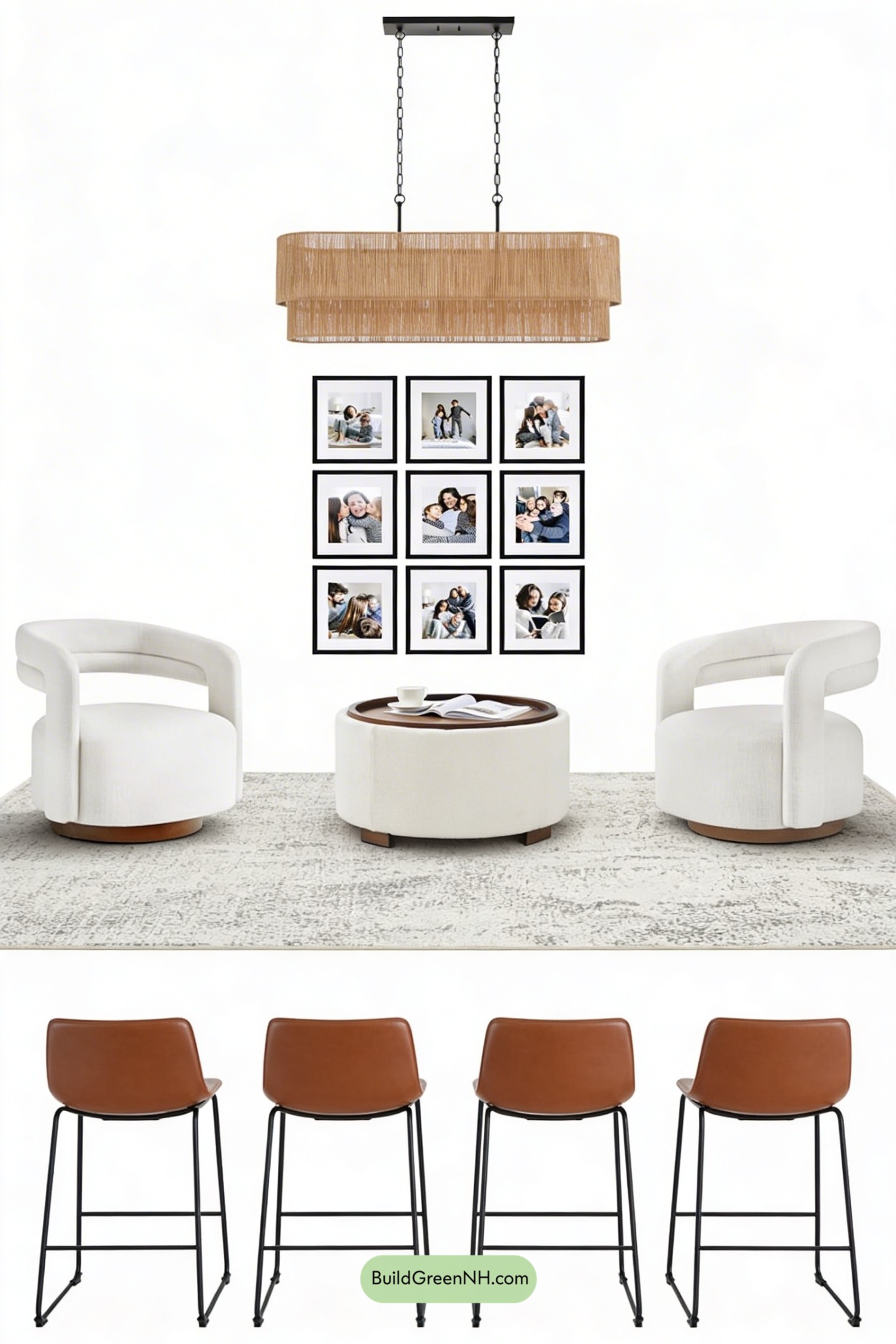 Moodboard for Warm Shiplap Barndo with Flexible Seating