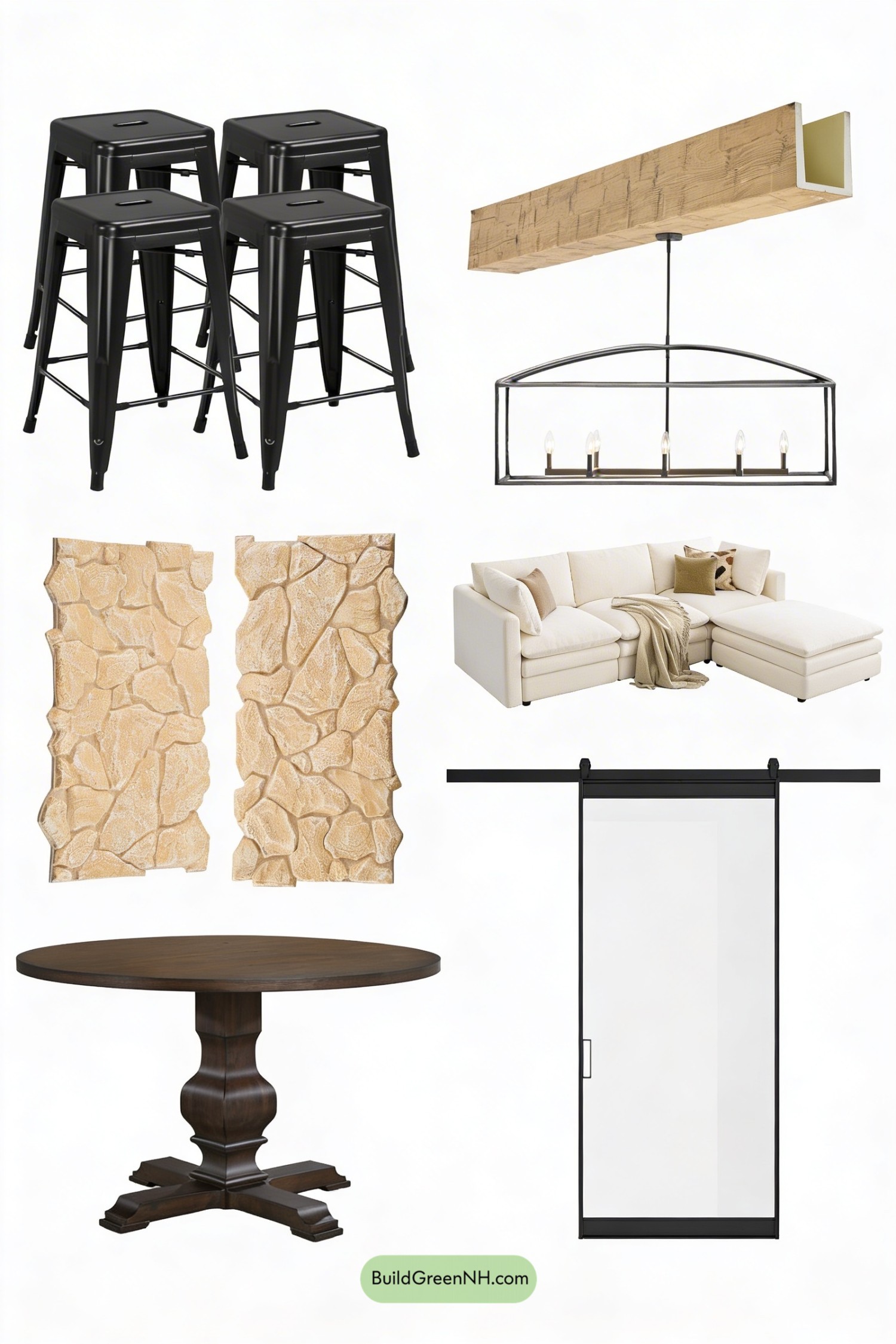 Moodboard for Vaulted Barndominium Great-Room Glow