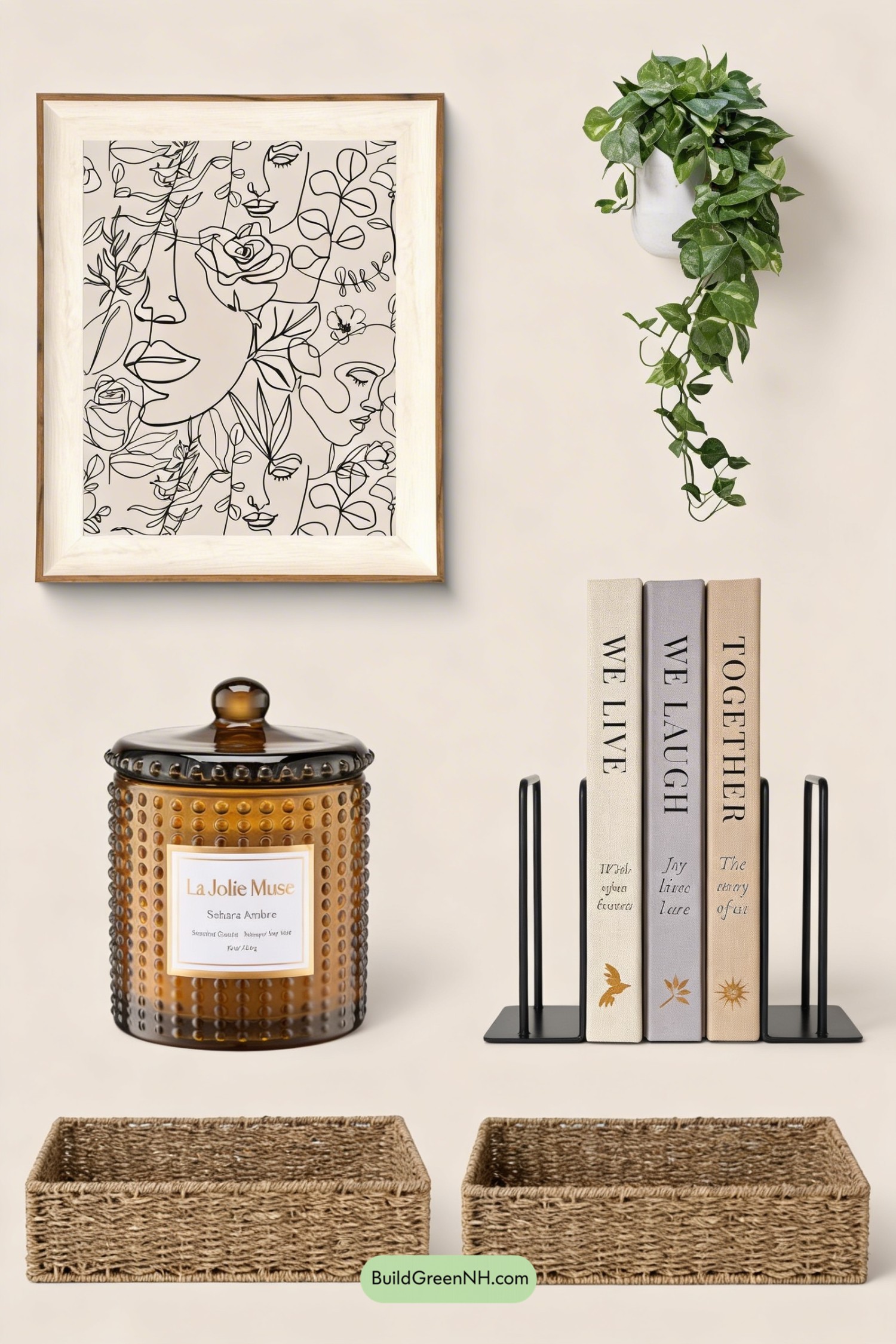 Moodboard for Modern-Organic Built-In Bookshelf Glow-Up