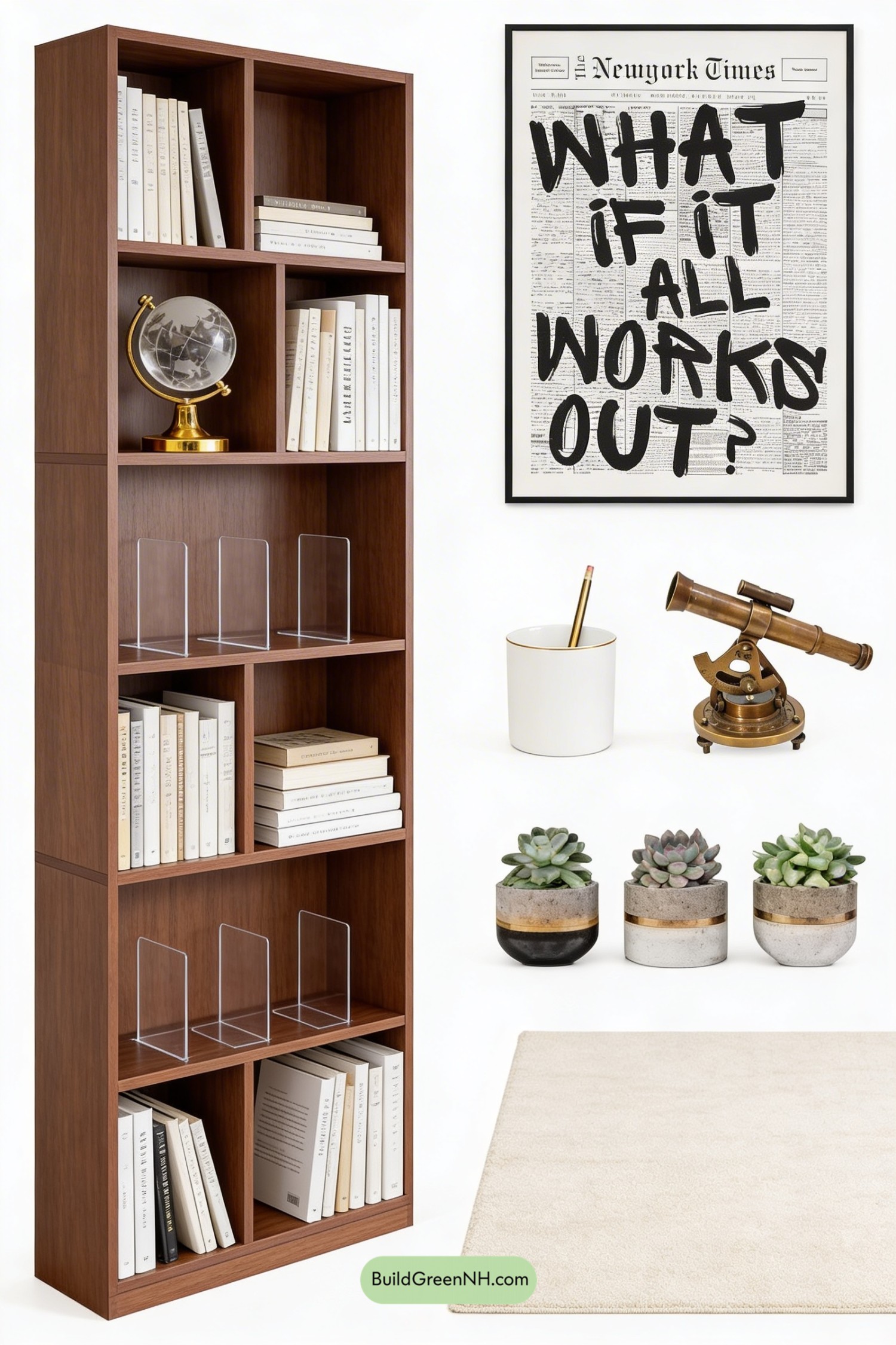 Moodboard for Walnut Rainbow Library Wall With Glow