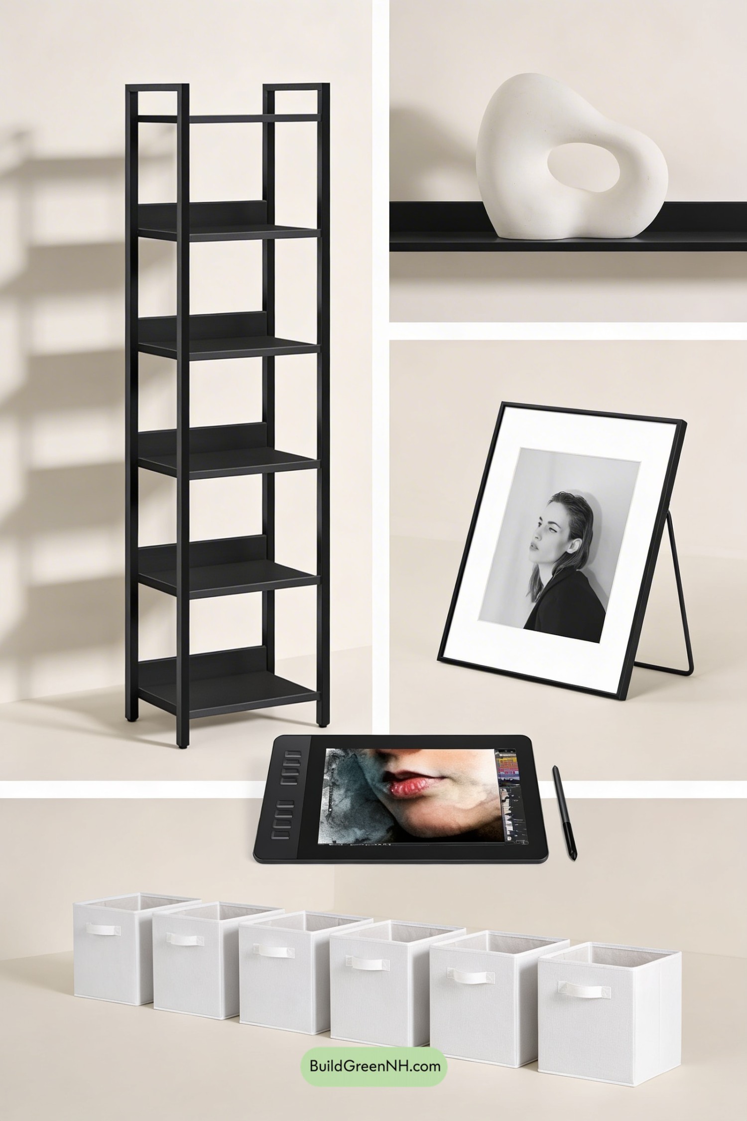 Moodboard for Matte-Black Ladder Shelf, White Hero
