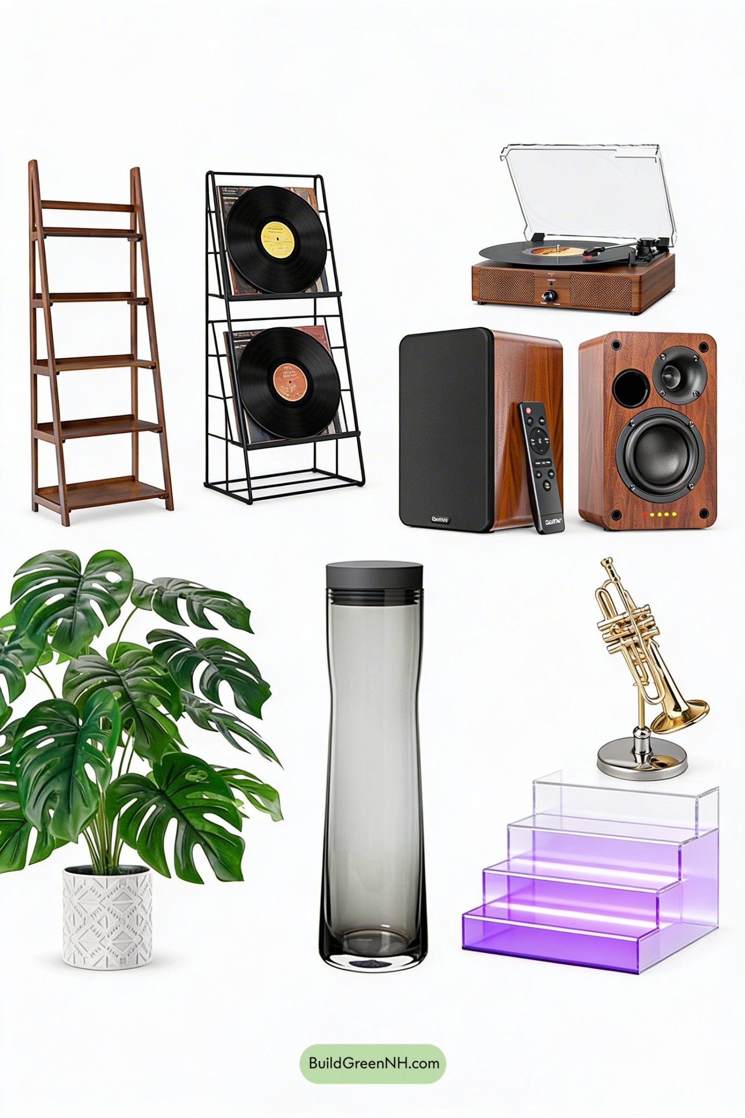 Moodboard for Mid-Century Vinyl Shelf Listening Nook