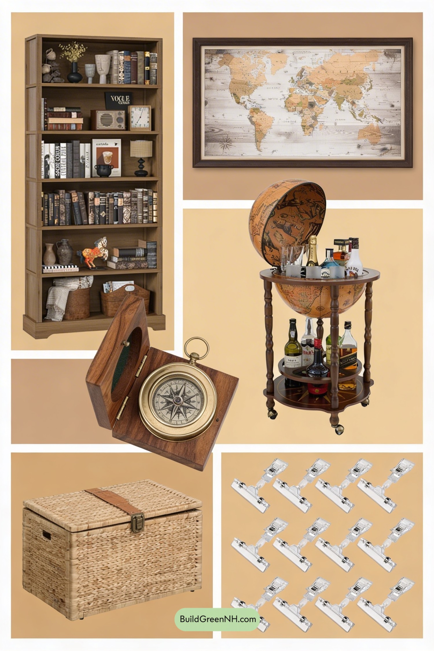 Moodboard for Teak Bookshelf with Explorer’s Curated Finds