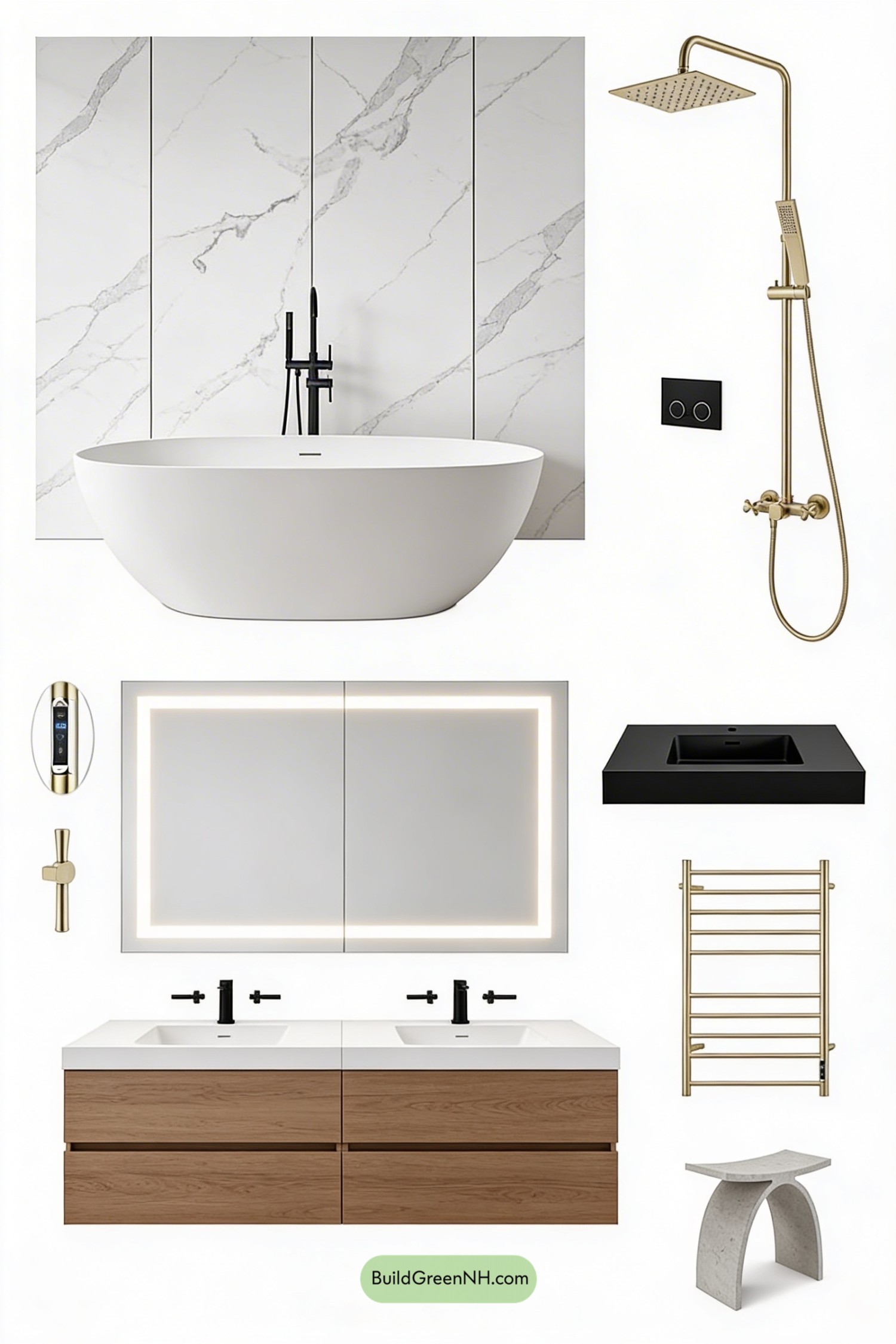 Moodboard for Marble Runway for a Soaking Tub