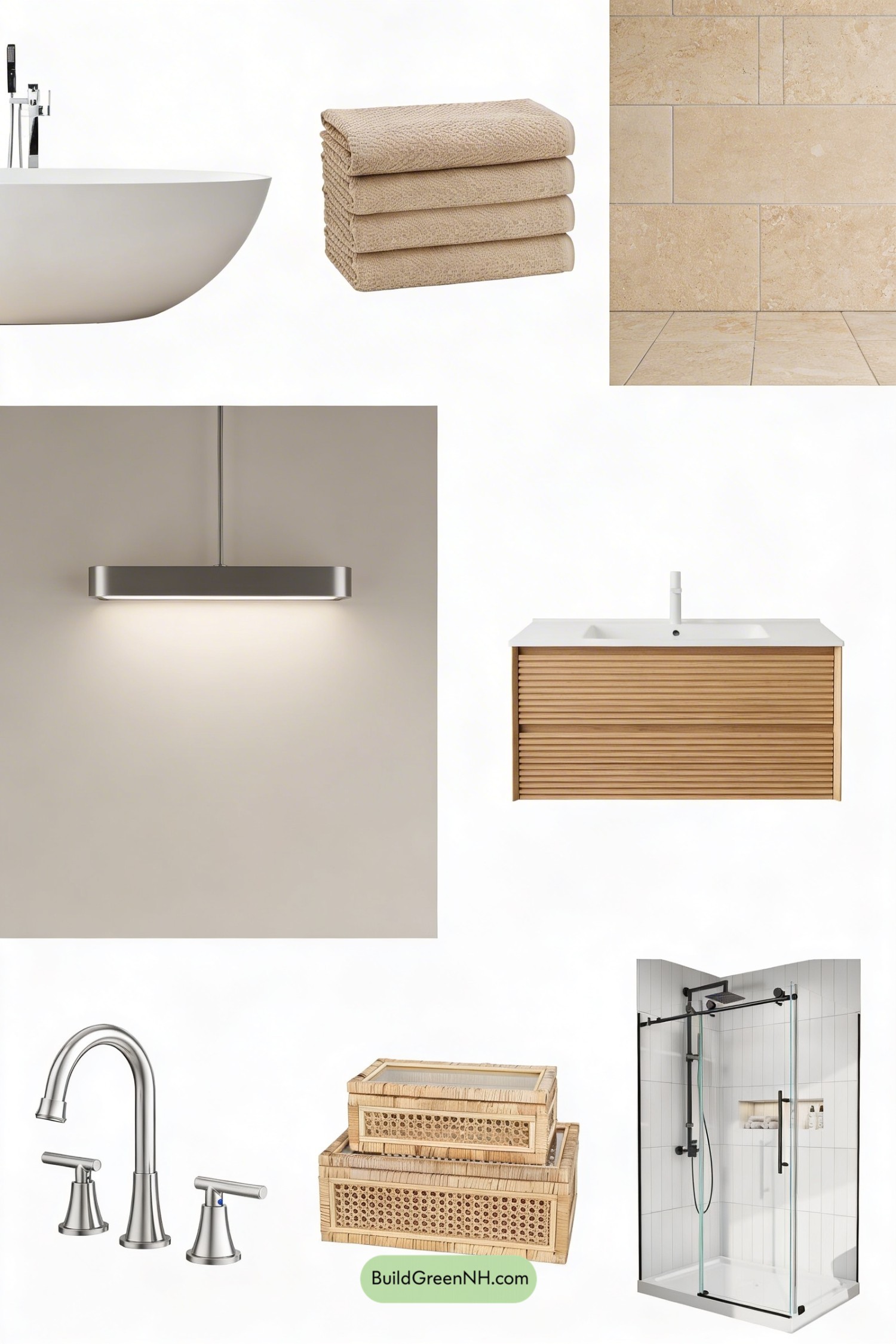 Moodboard for Skylit Limestone Spa With Woven Warmth