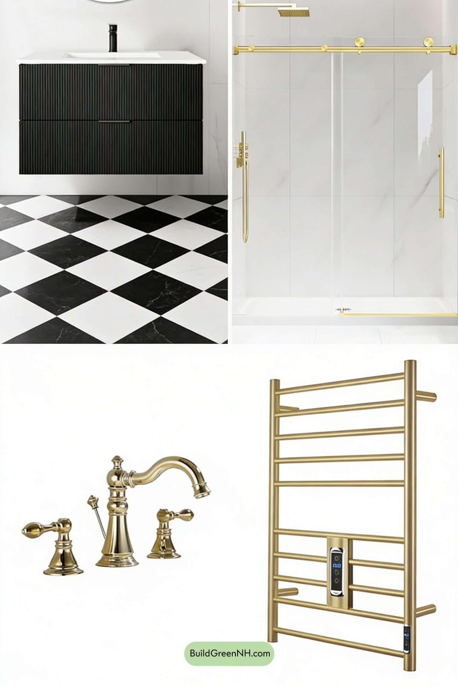 Moodboard for Deco Drama in Black, White, Brass