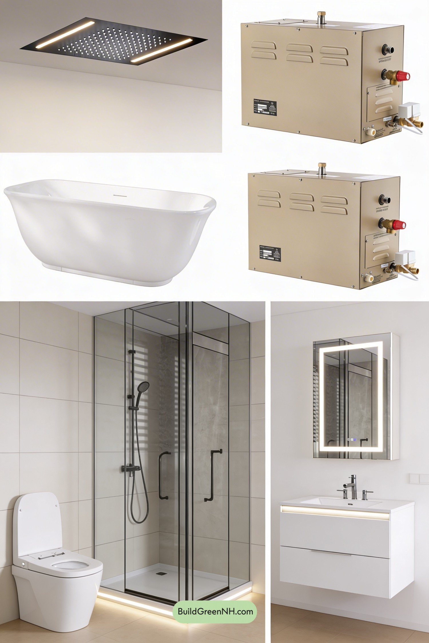 Moodboard for High-Tech Spa Bathroom Serenity