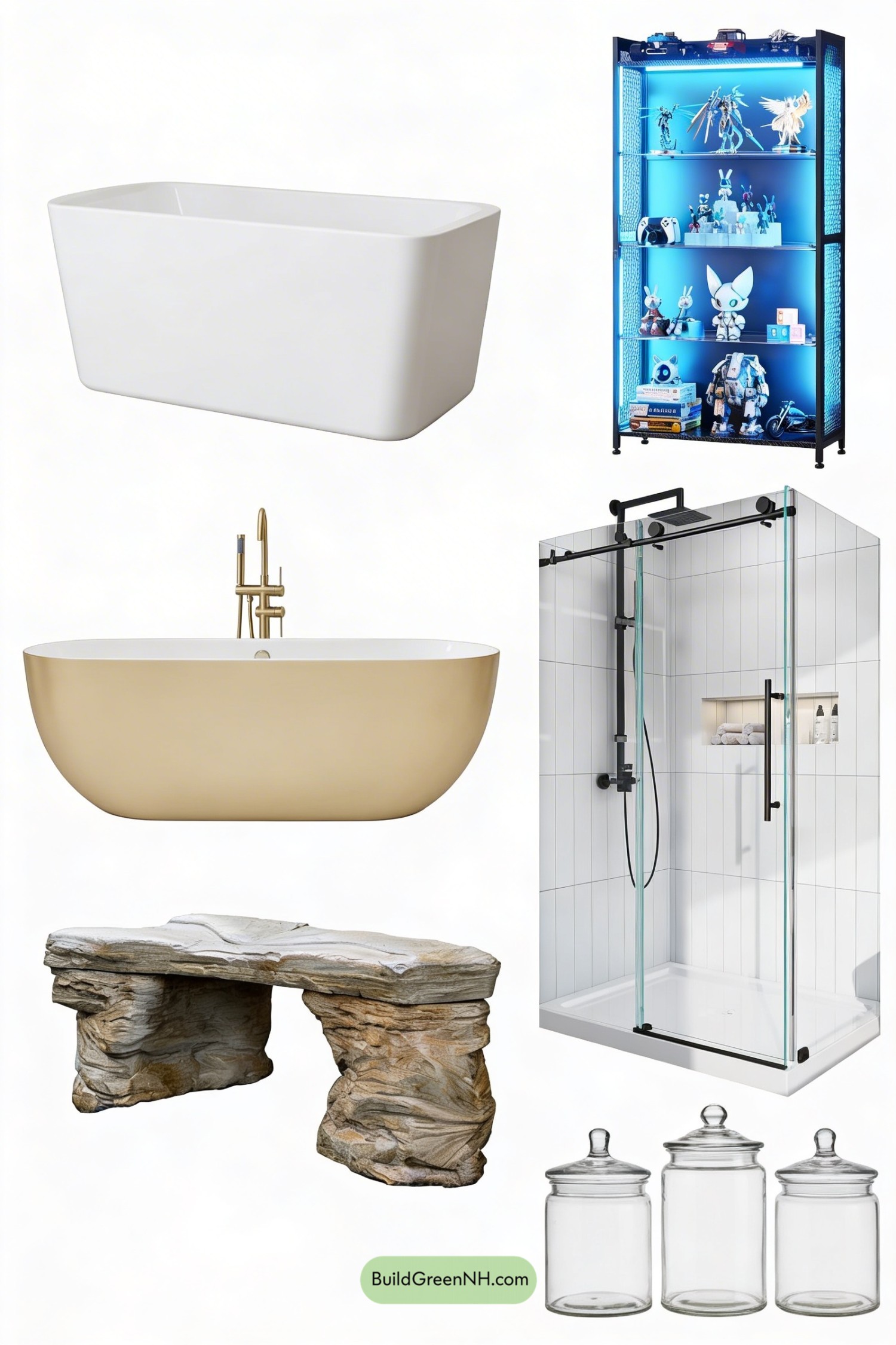 Moodboard for Library-Luxe Bath With Brass Glow
