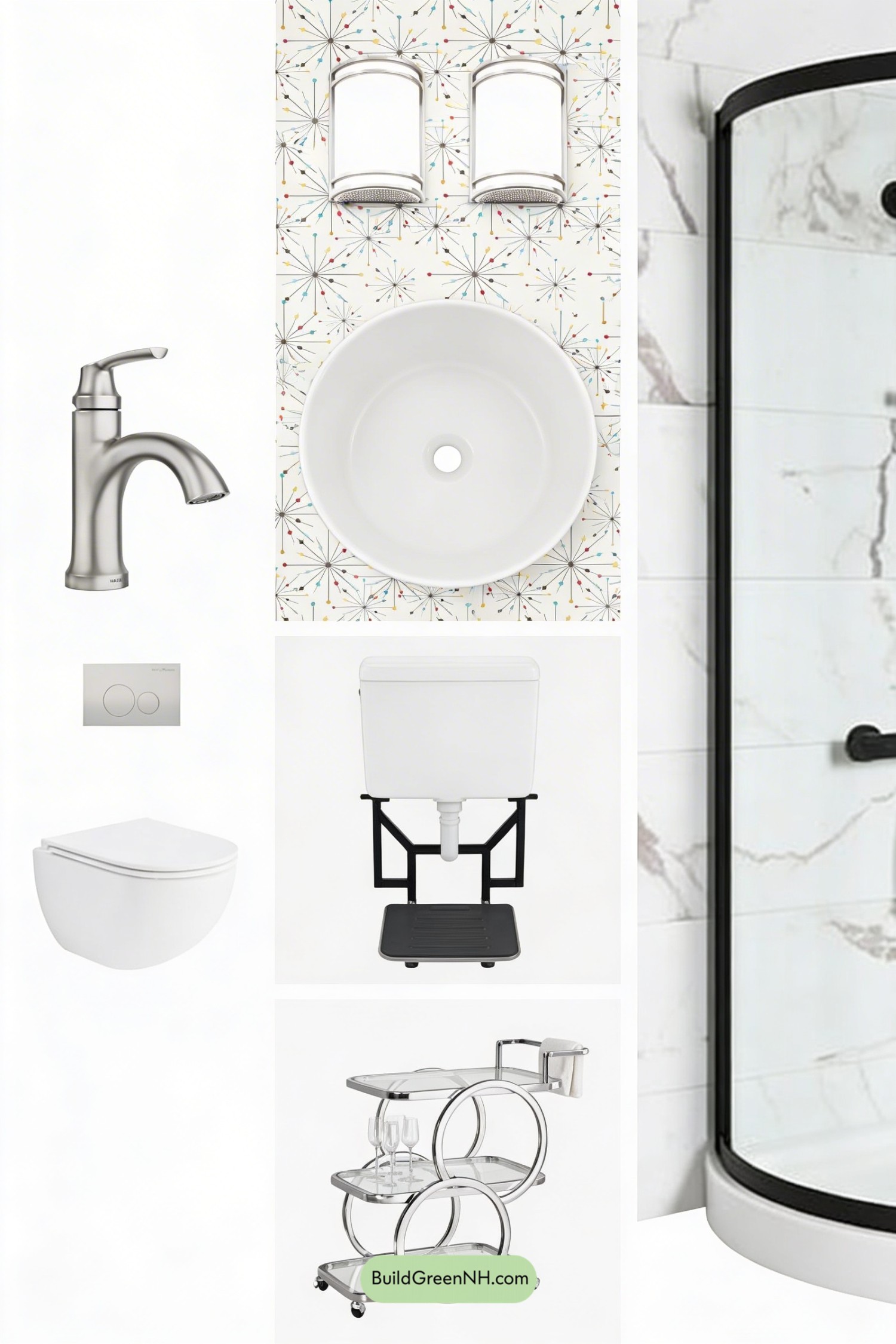 Moodboard for Atomic Glam Bathroom, Polished and Playful