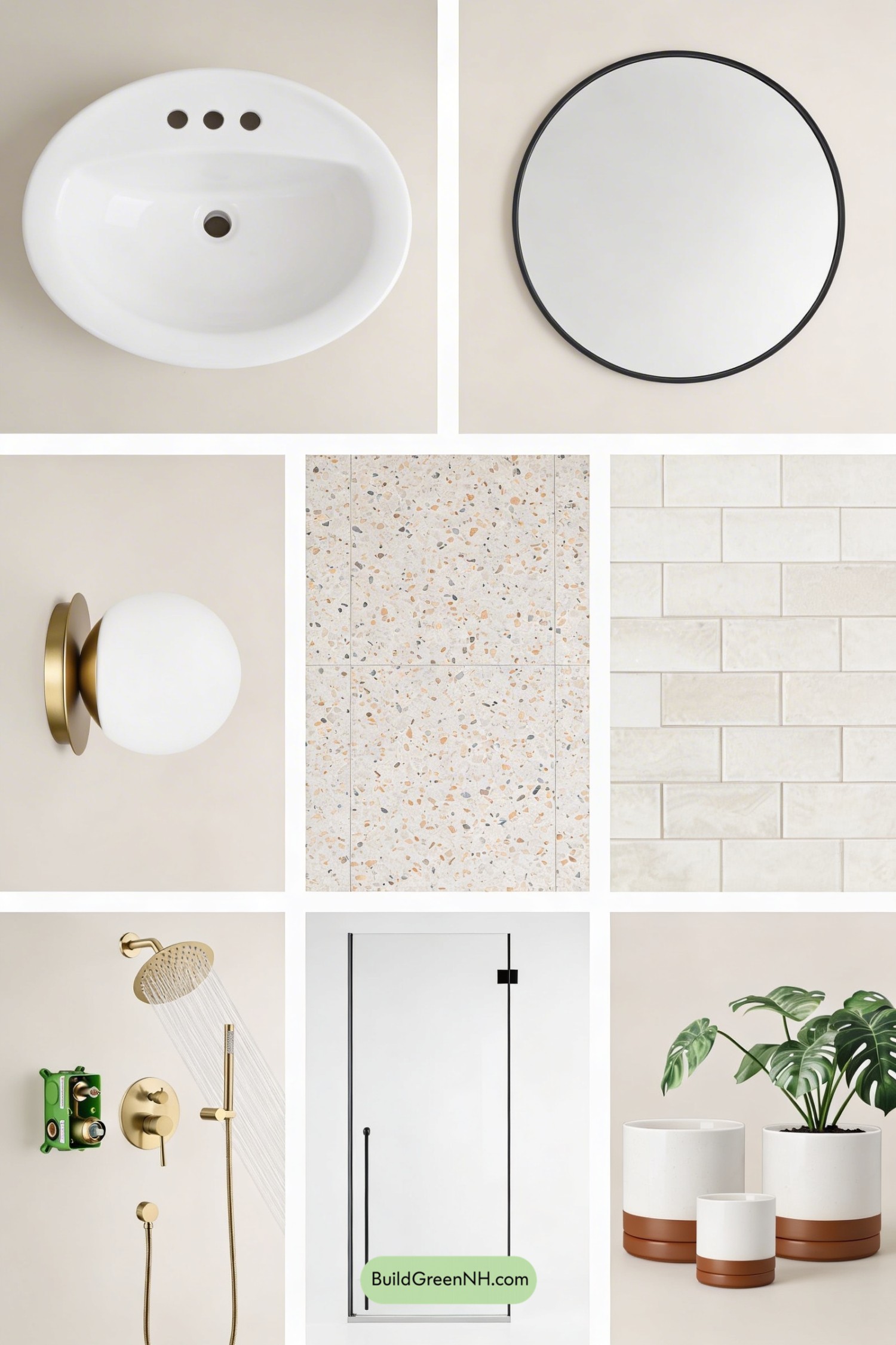 Moodboard for Teak Vanity, Glass Wall, Golden Glow