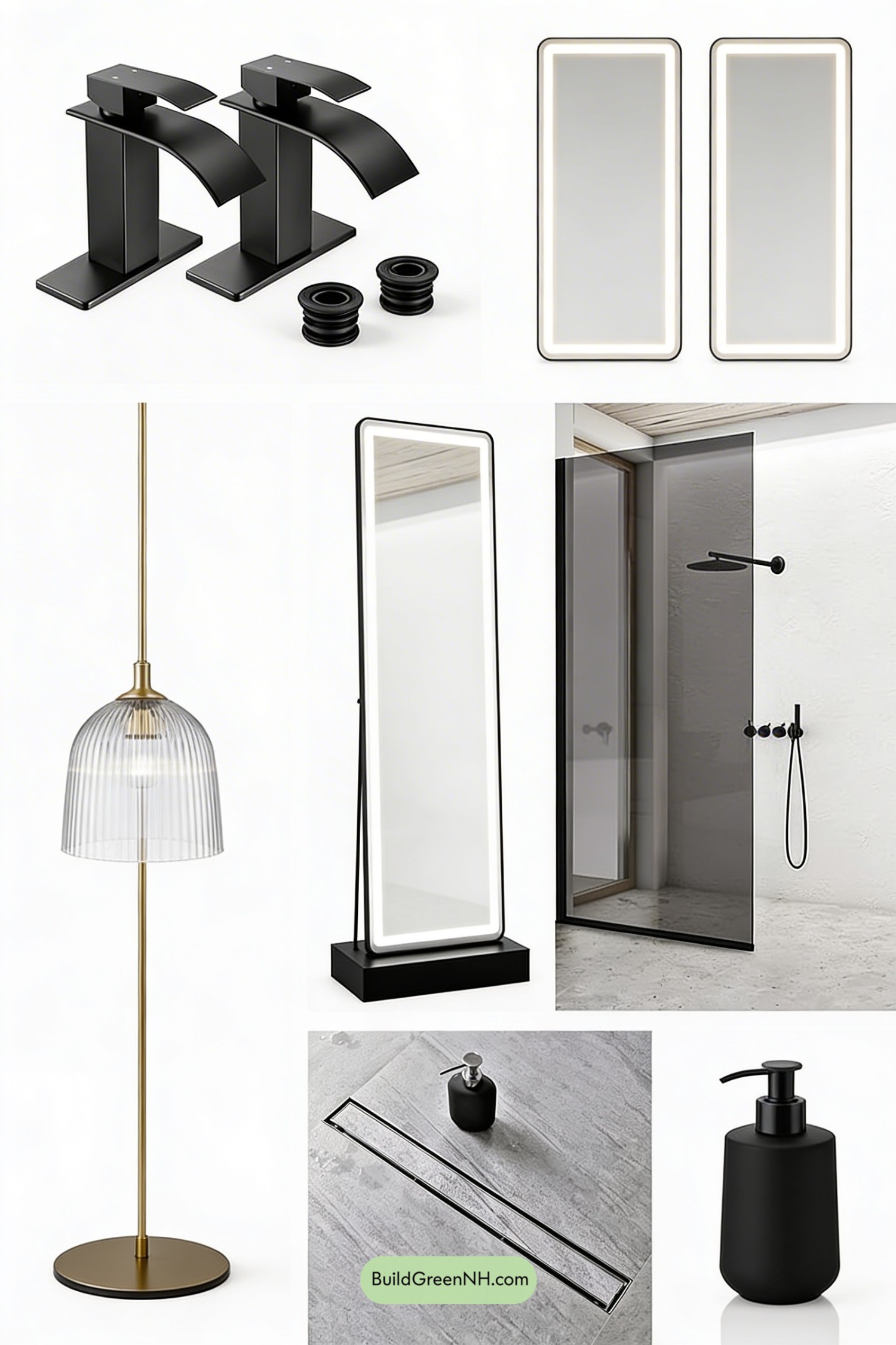 Moodboard for Kitkat Tile, Noir Glass, Warm Wood