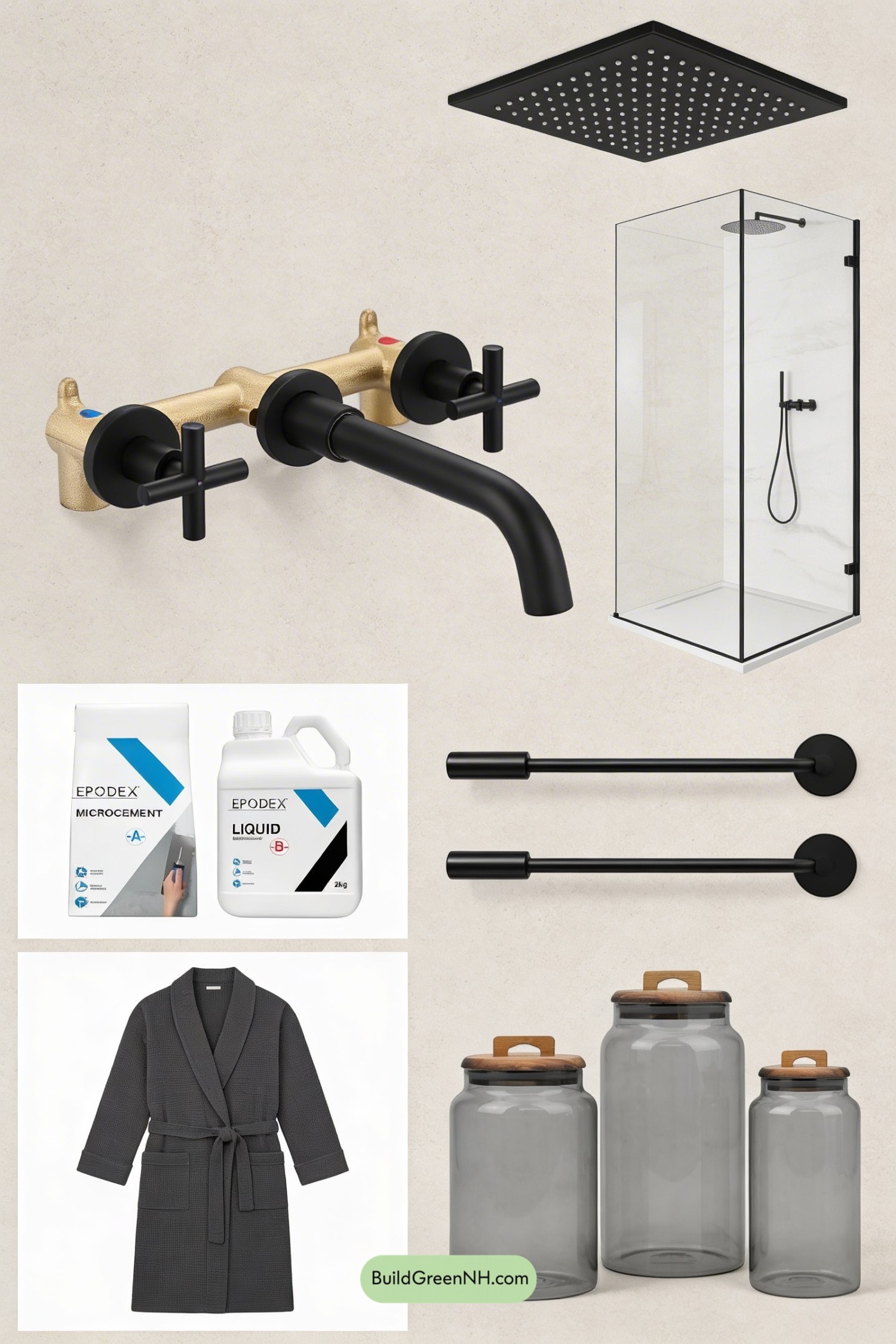 Moodboard for Brutalist Concrete Bathroom with Linear Glow