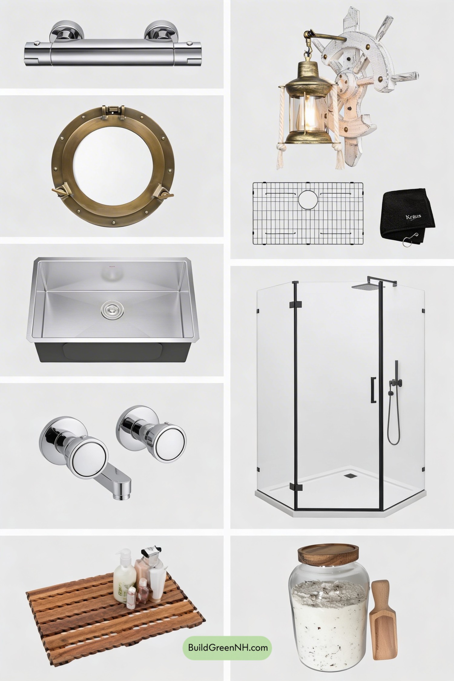 Moodboard for Navy Micro-Tile Bathroom, Nautical Modern Mood