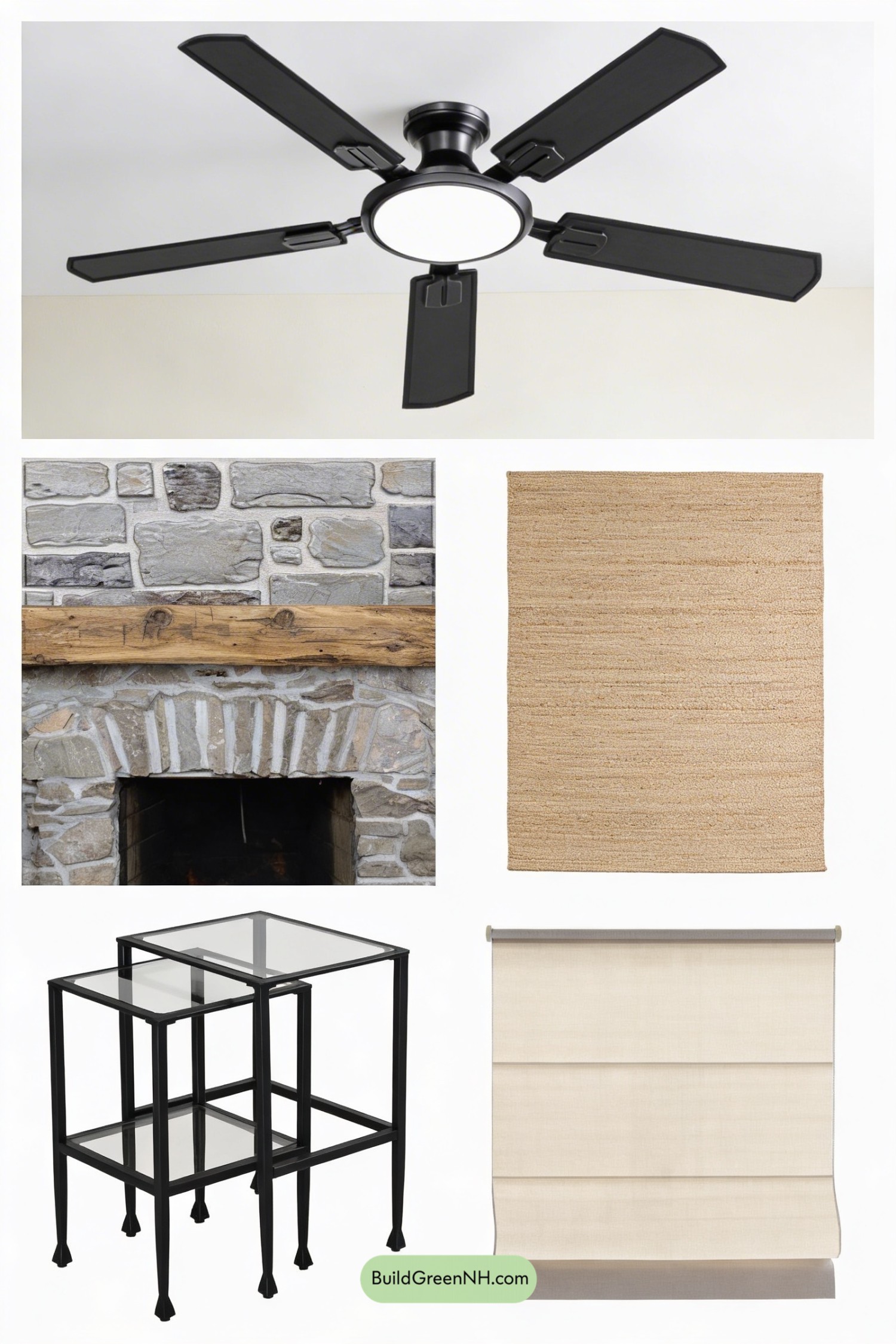 Moodboard for Skylight-Crowned Fan Over Cozy Hearth