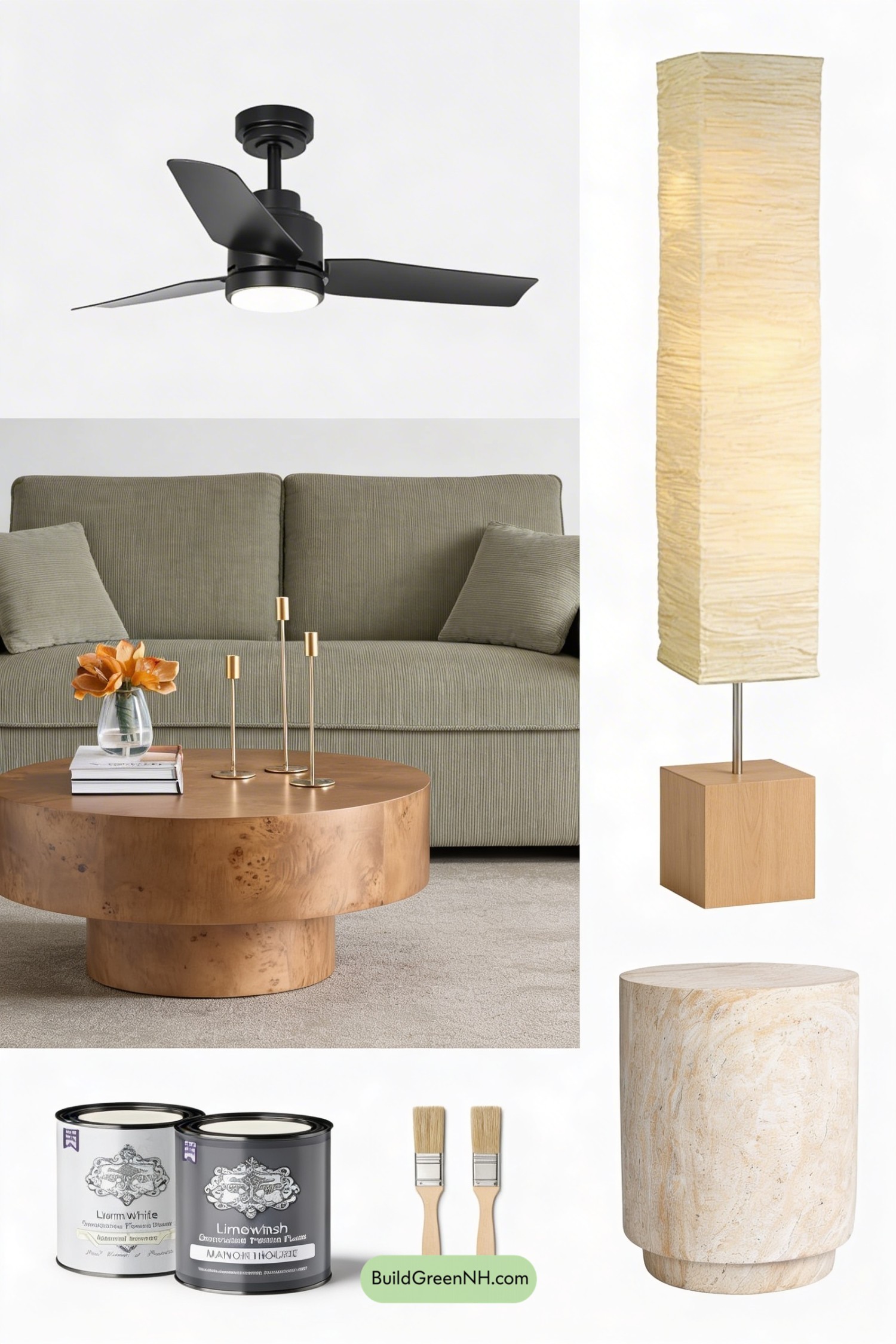 Moodboard for Ink-Black Fan on a Warm Beam