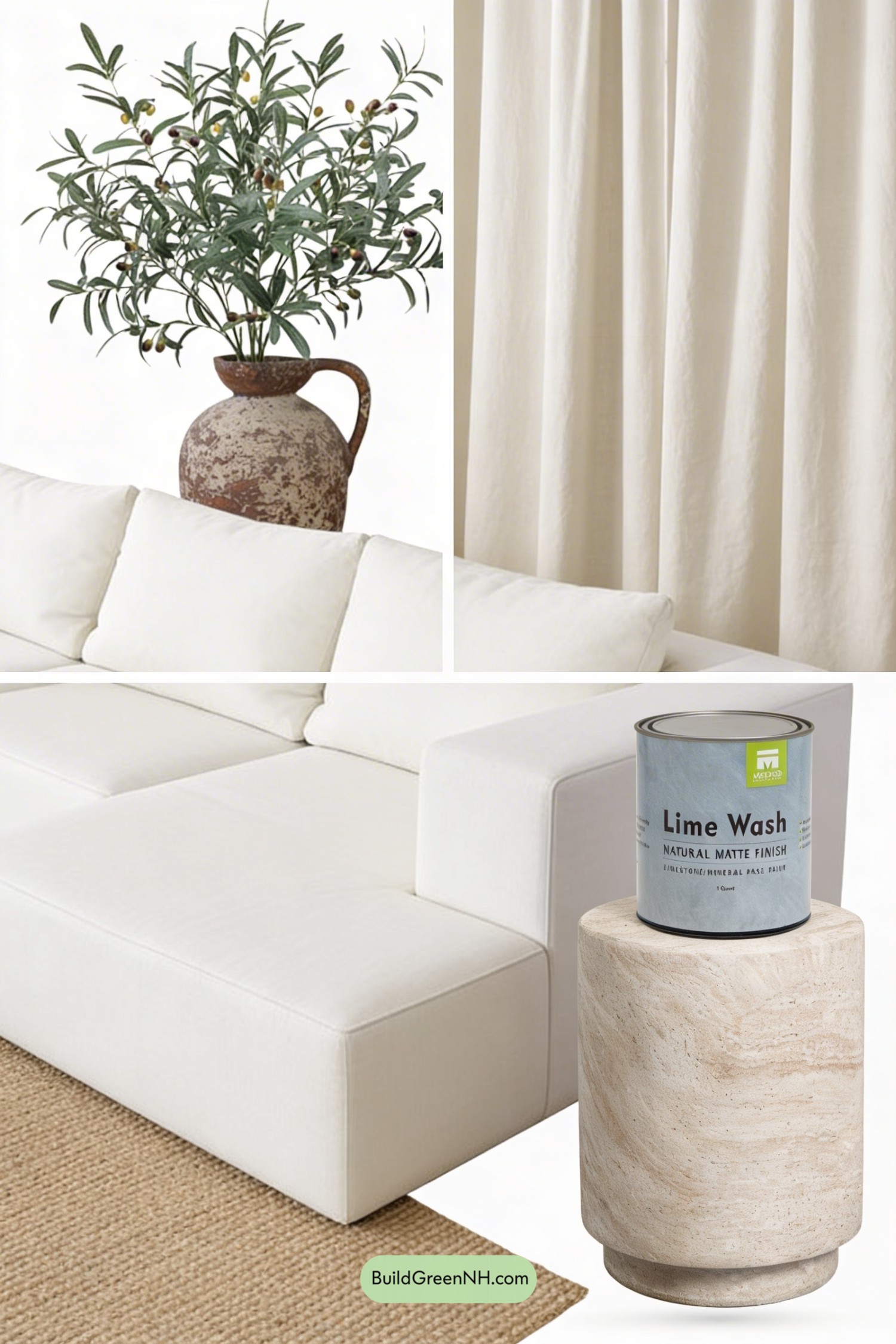 Moodboard for Sunken Wabi Sabi Living Room