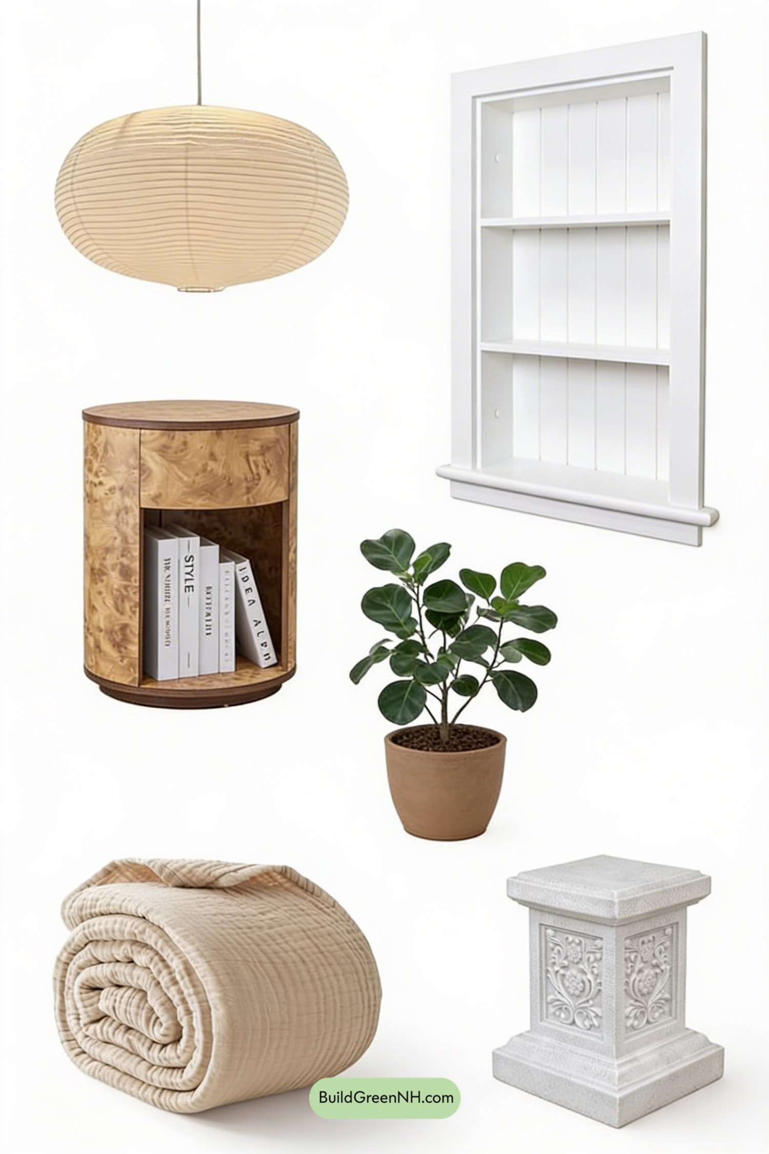 Moodboard for Wabi Sabi Alcove Living Room