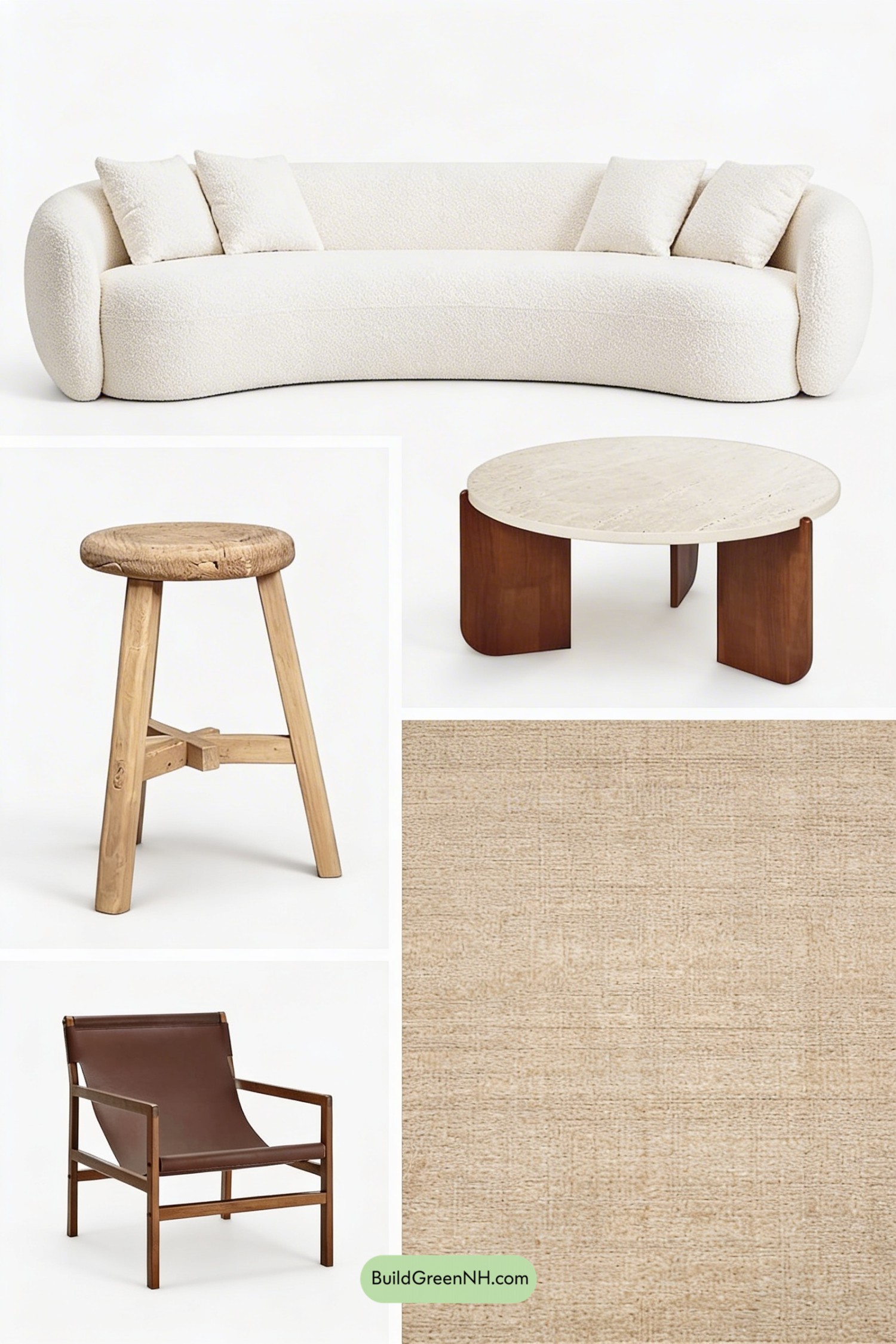 Moodboard for Cocooned Wabi Sabi Living Room
