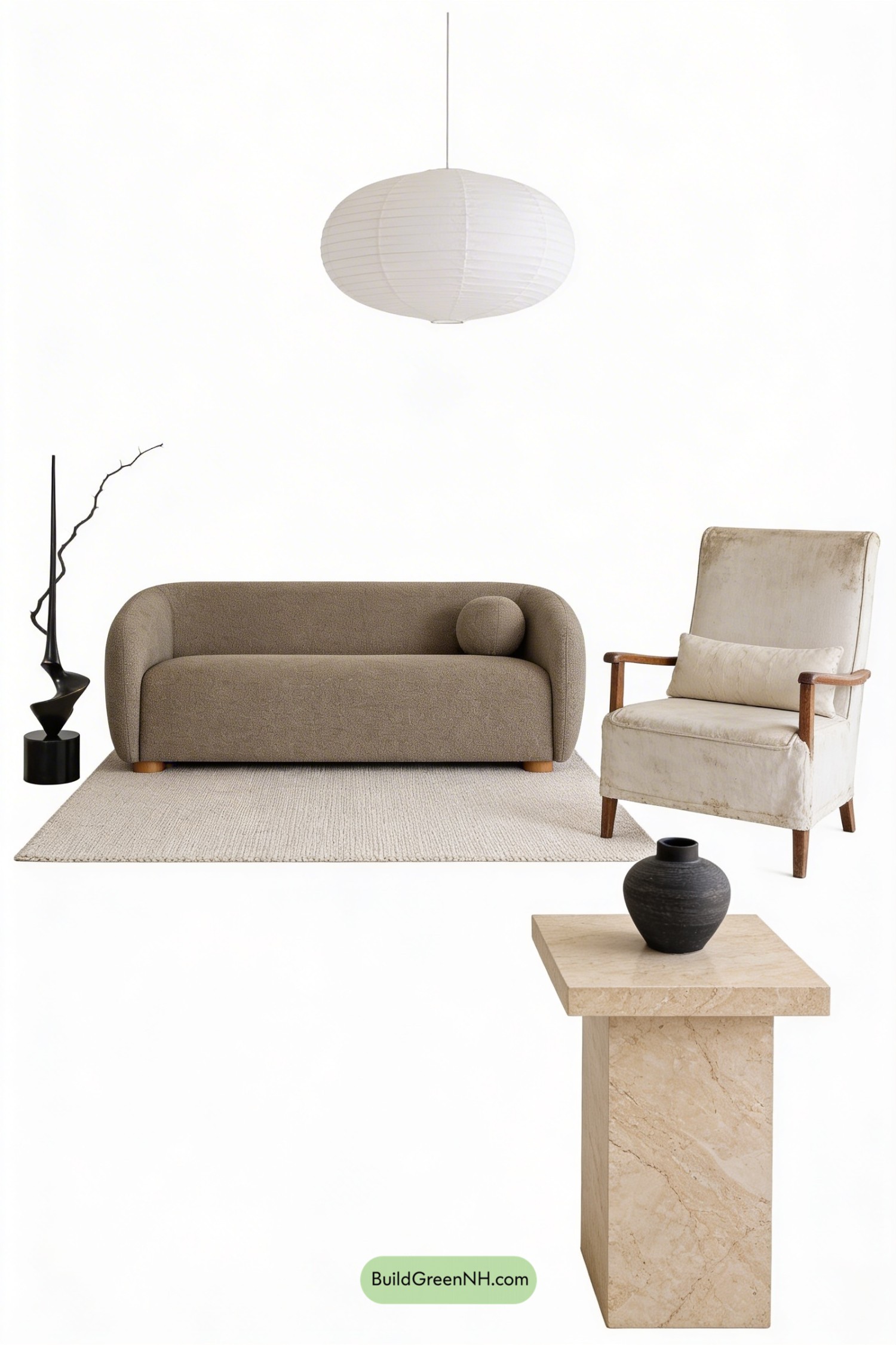 Moodboard for Moody Wabi Sabi Living Room