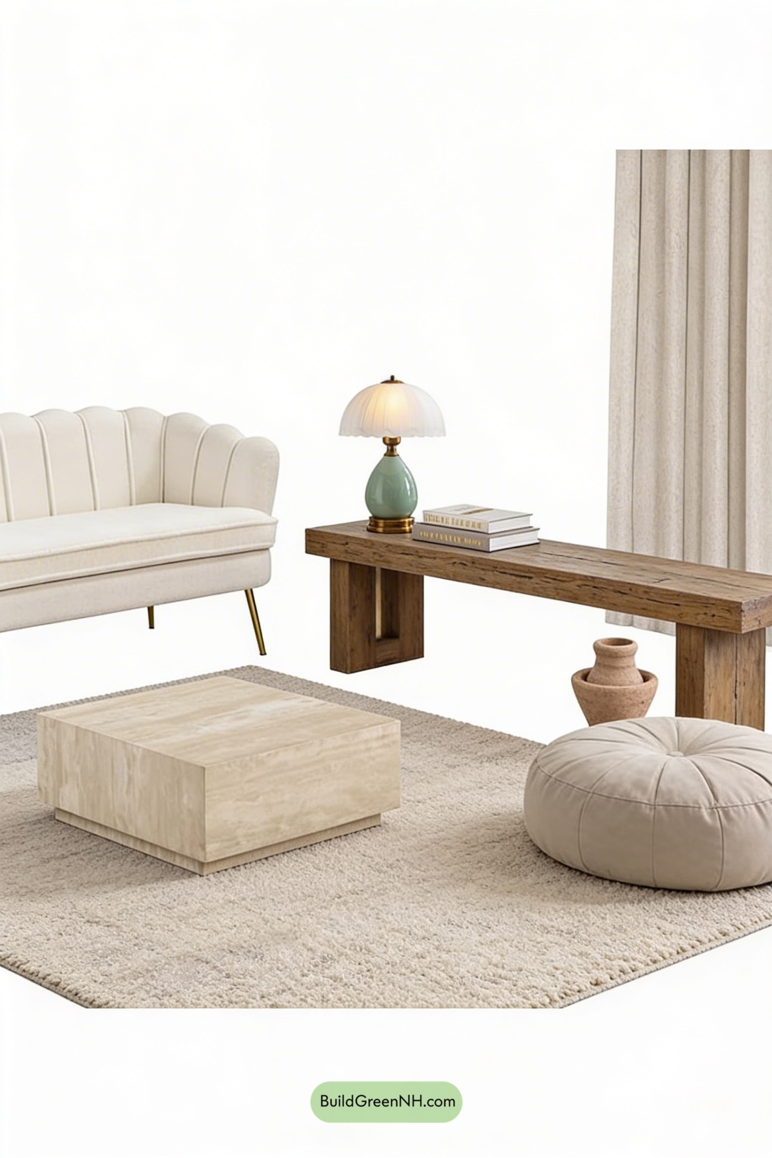 Moodboard for Quiet Wabi Sabi Reading Corner