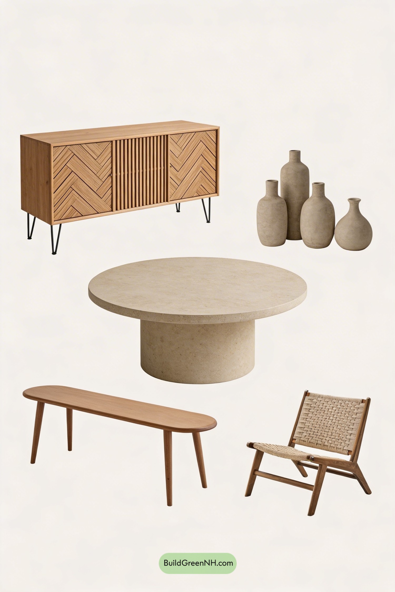 Moodboard for Greek Villa Japandi Living Room