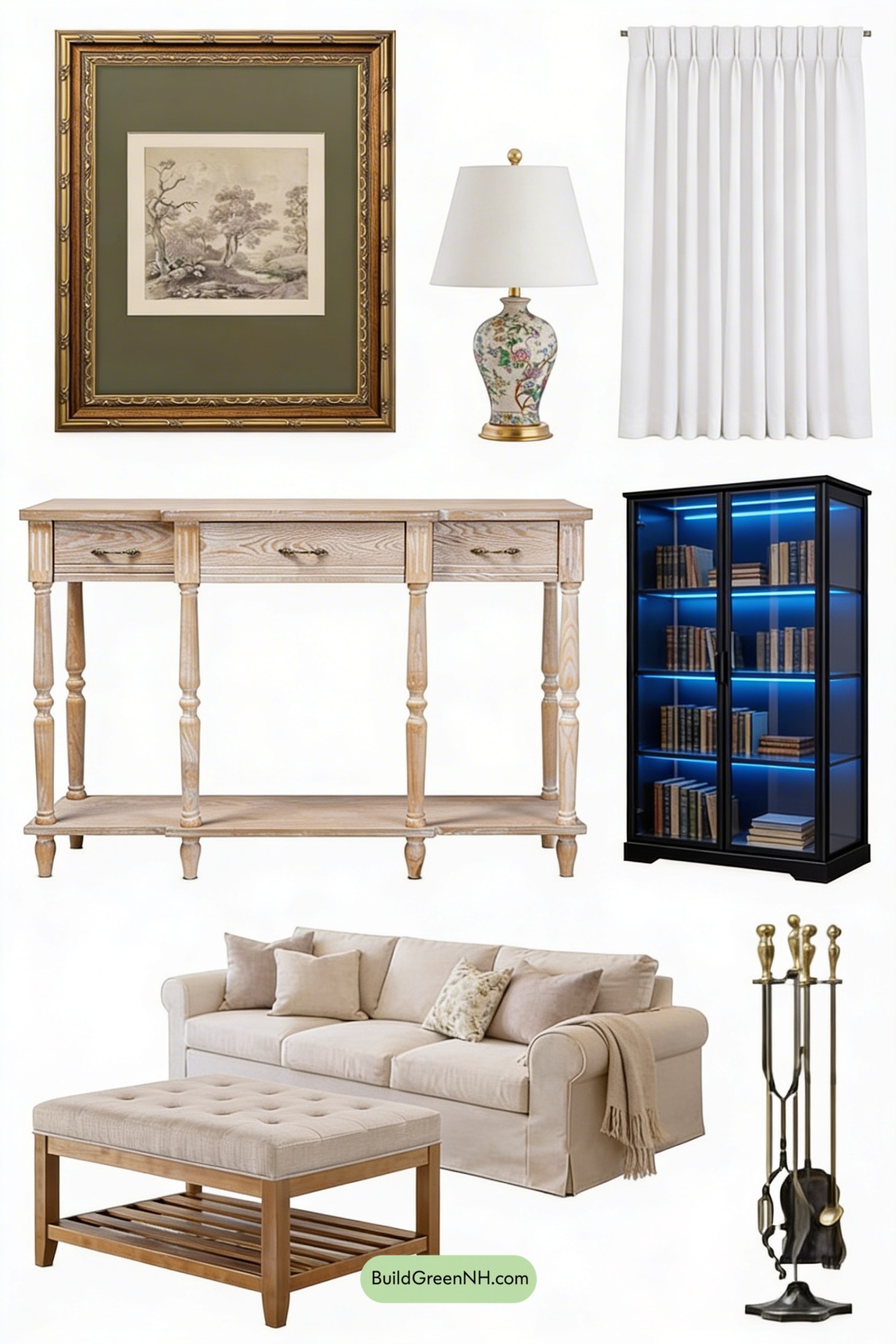 Moodboard for Greek Villa with Timeless Blue Accents