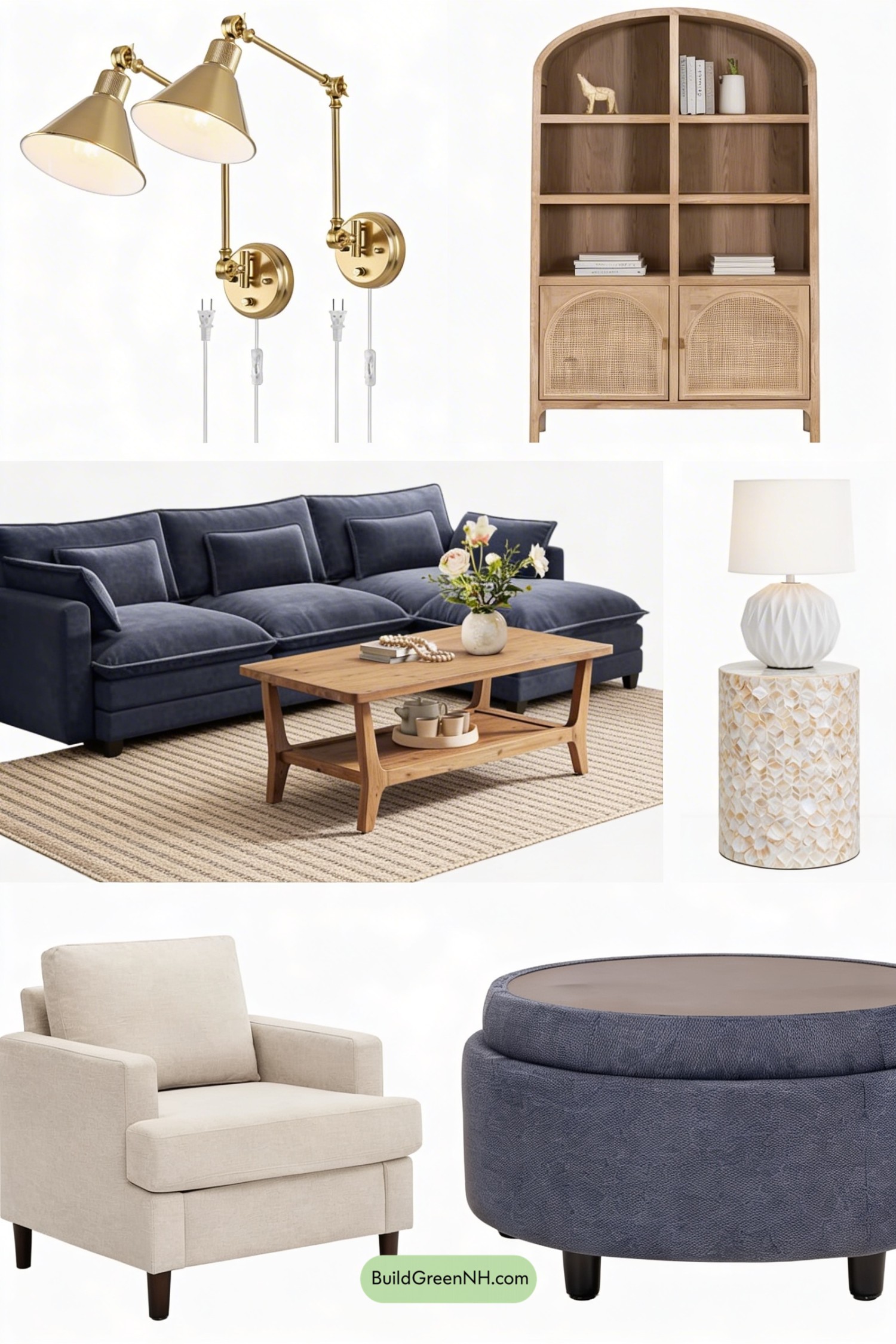 Moodboard for Scholarly Navy Coastal Living Room