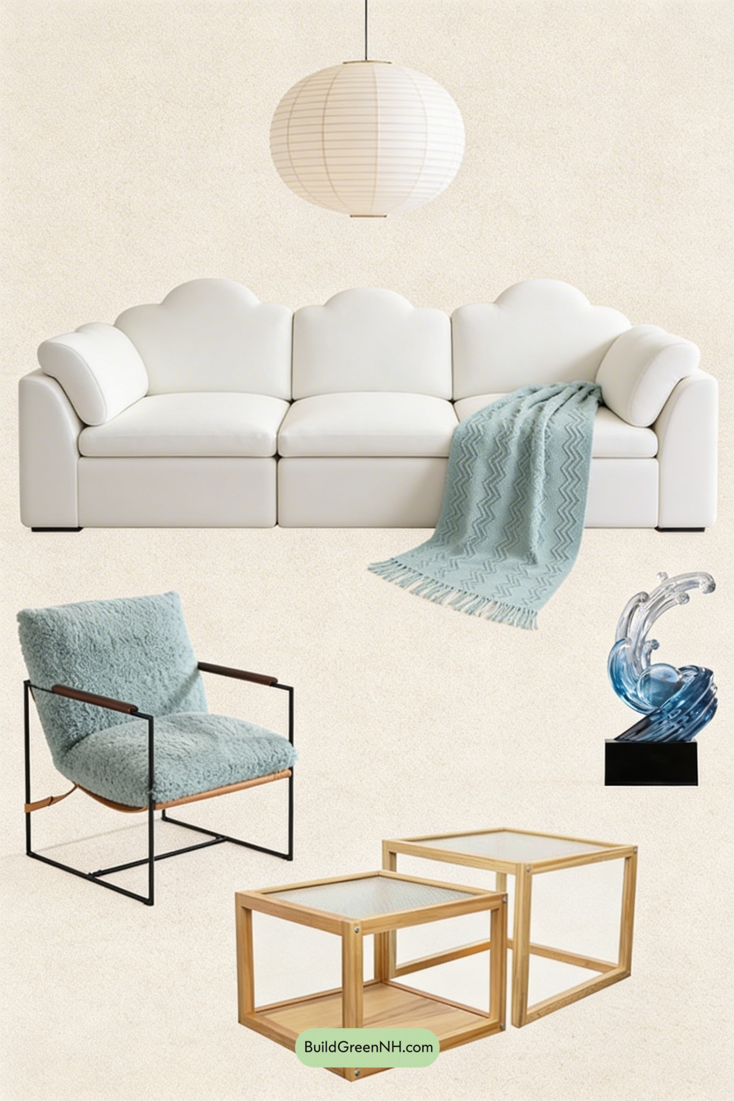 Moodboard for Scandinavian Living Room in Ocean Hues