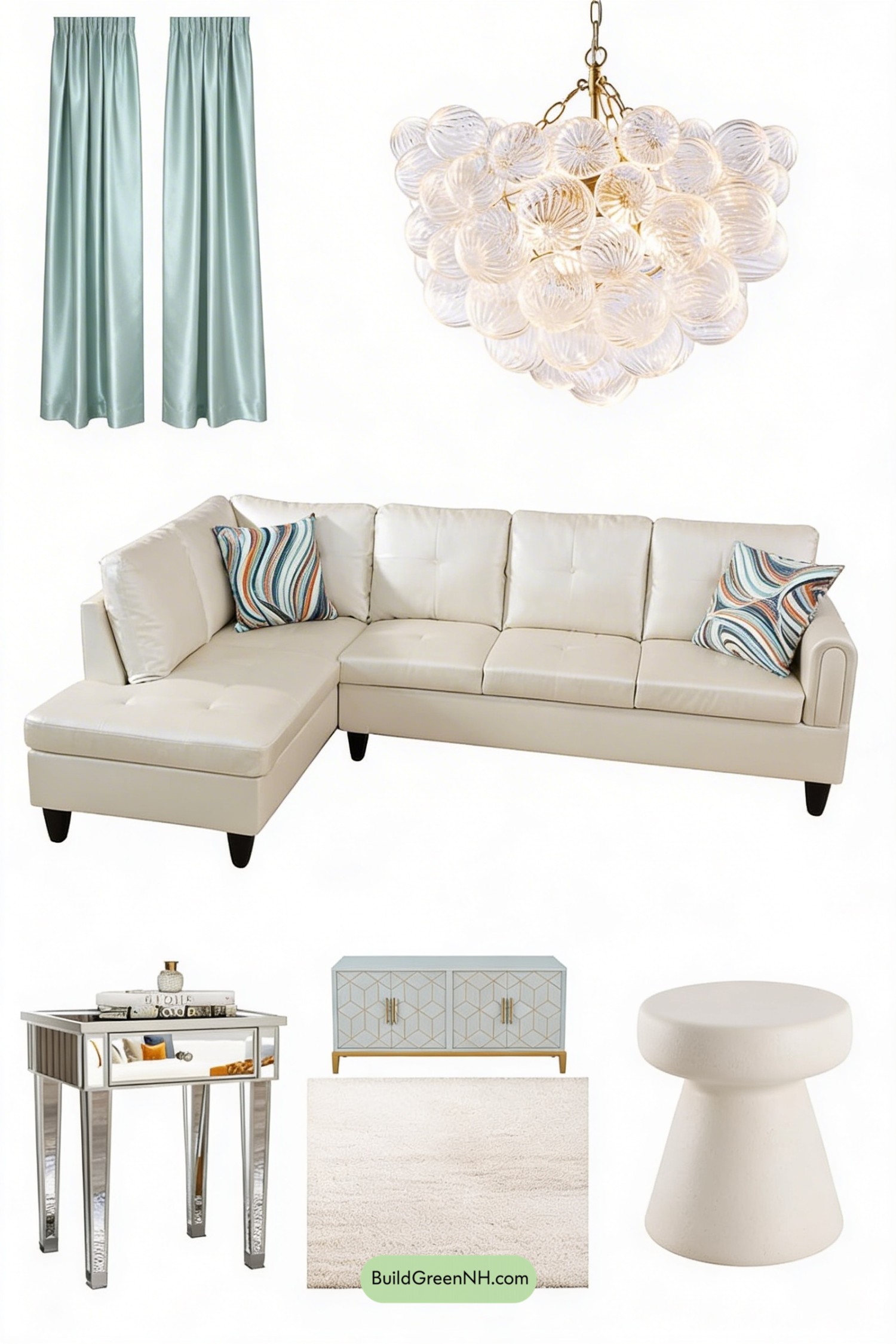 Moodboard for Pearl and Sapphire Ocean Glam