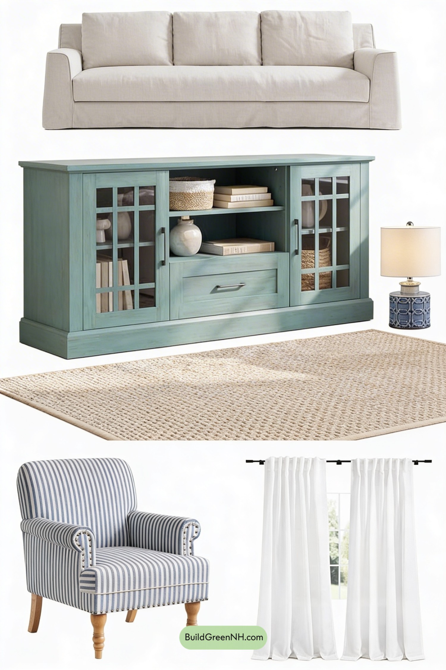 Moodboard for Mediterranean Blue and Sand Living Room