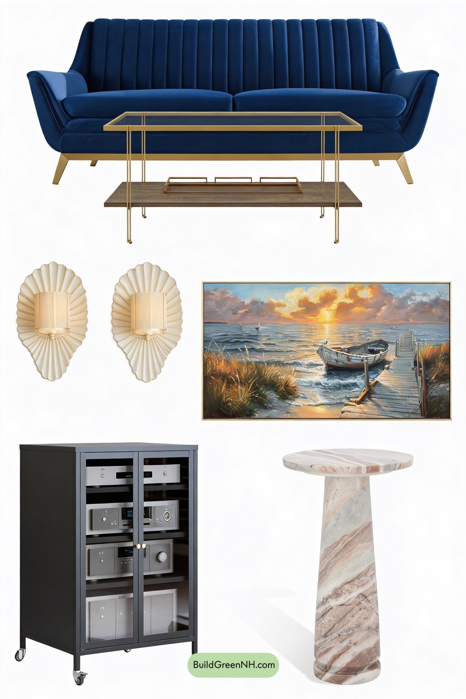 Moodboard for Navy Velvet Art Deco Retreat