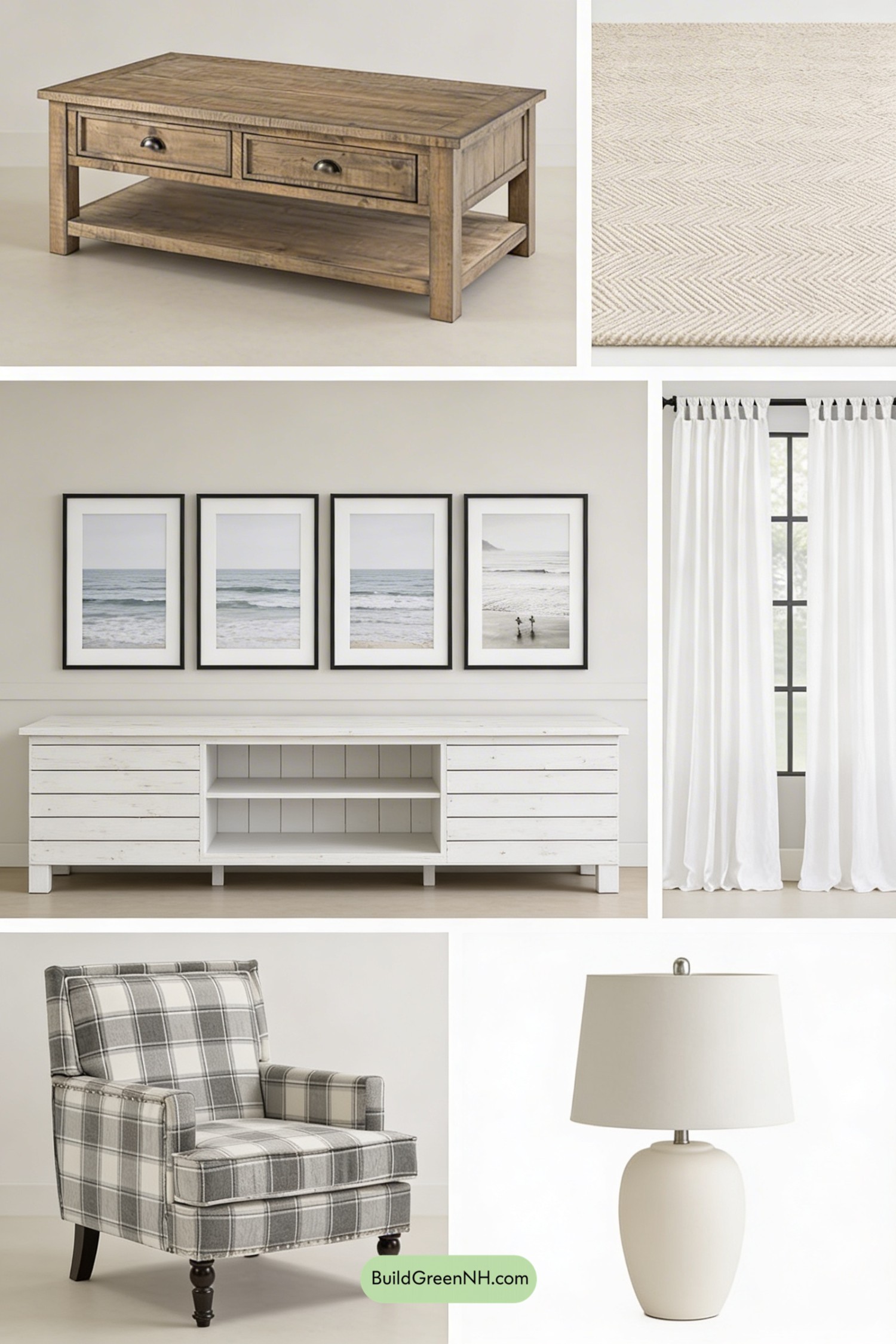 Moodboard for Moody Coastal Cottage Living Room