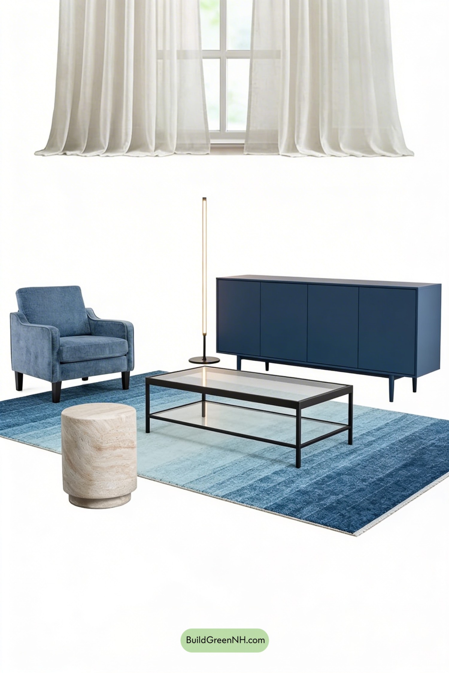 Moodboard for Indigo Tides Living Room