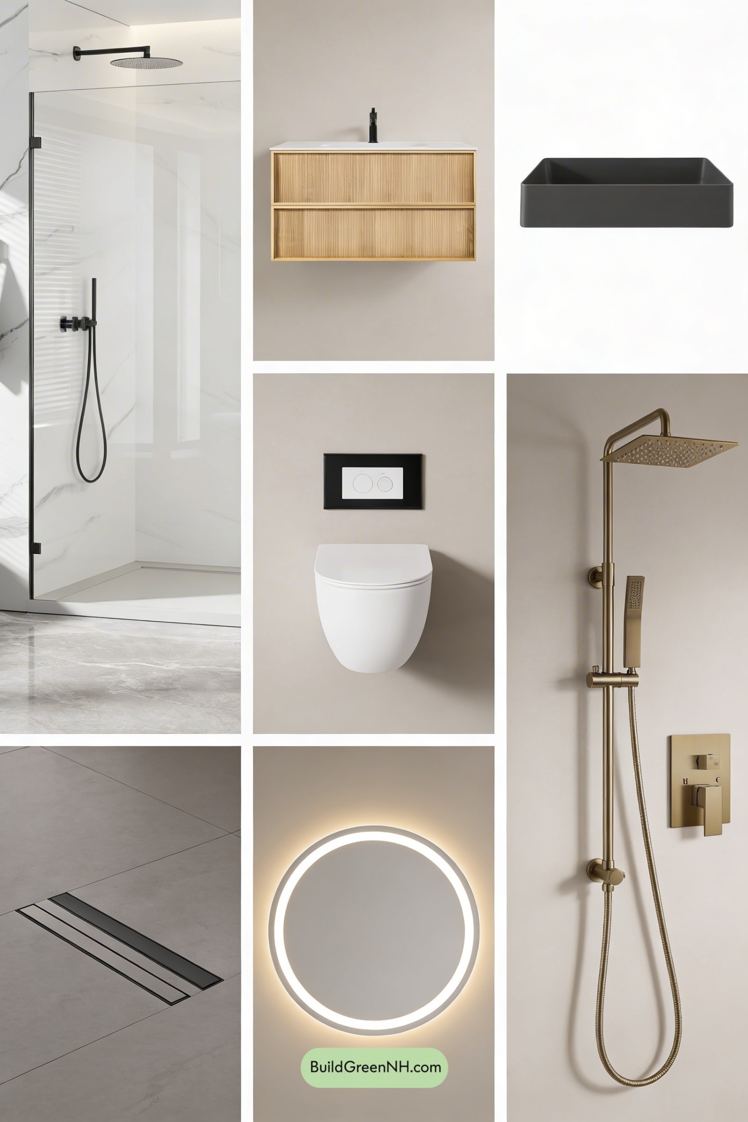 Moodboard for Ivory Marble Big-Tile Shower Retreat