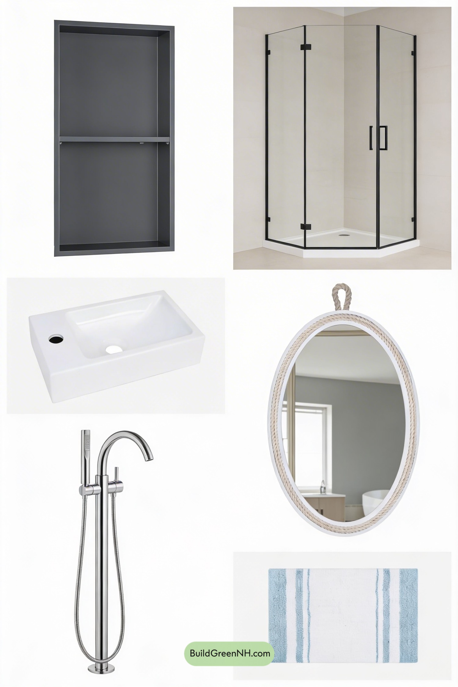 Moodboard for Coastal Limestone Big-Tile Shower Retreat