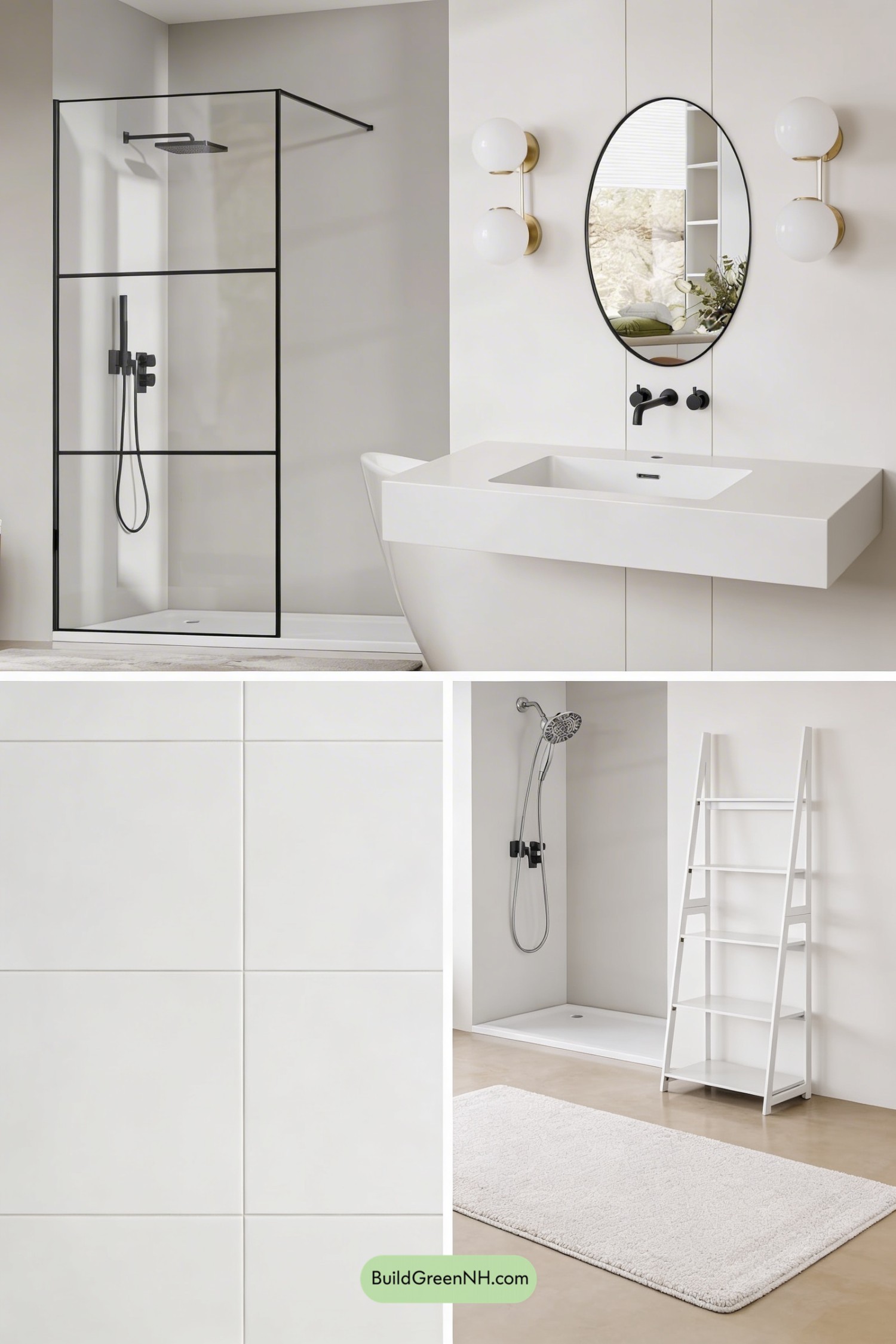 Moodboard for Scandinavian Big-Tile Shower Retreat