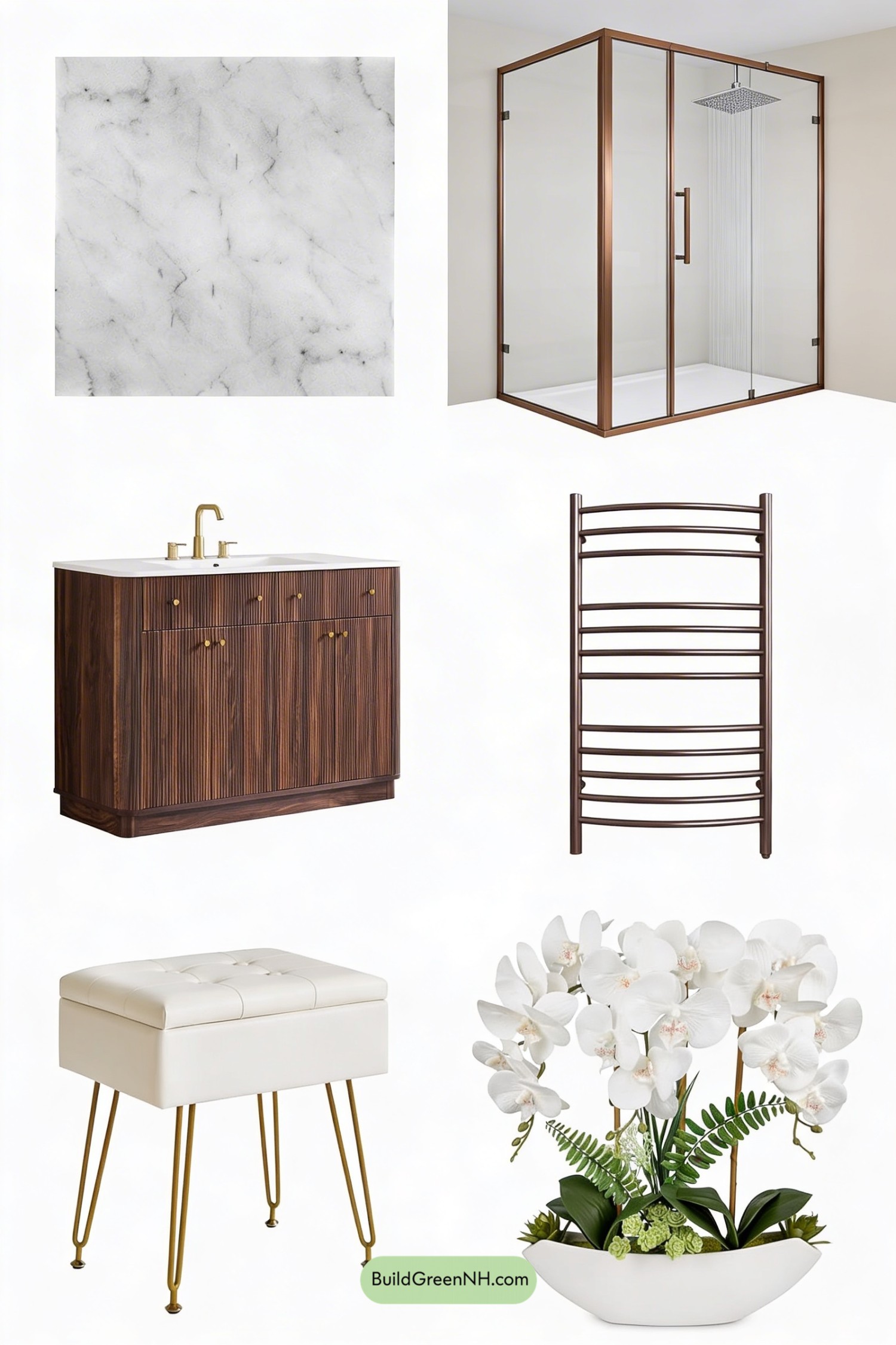Moodboard for Boutique Marble Bathroom with Big-Tile Shower
