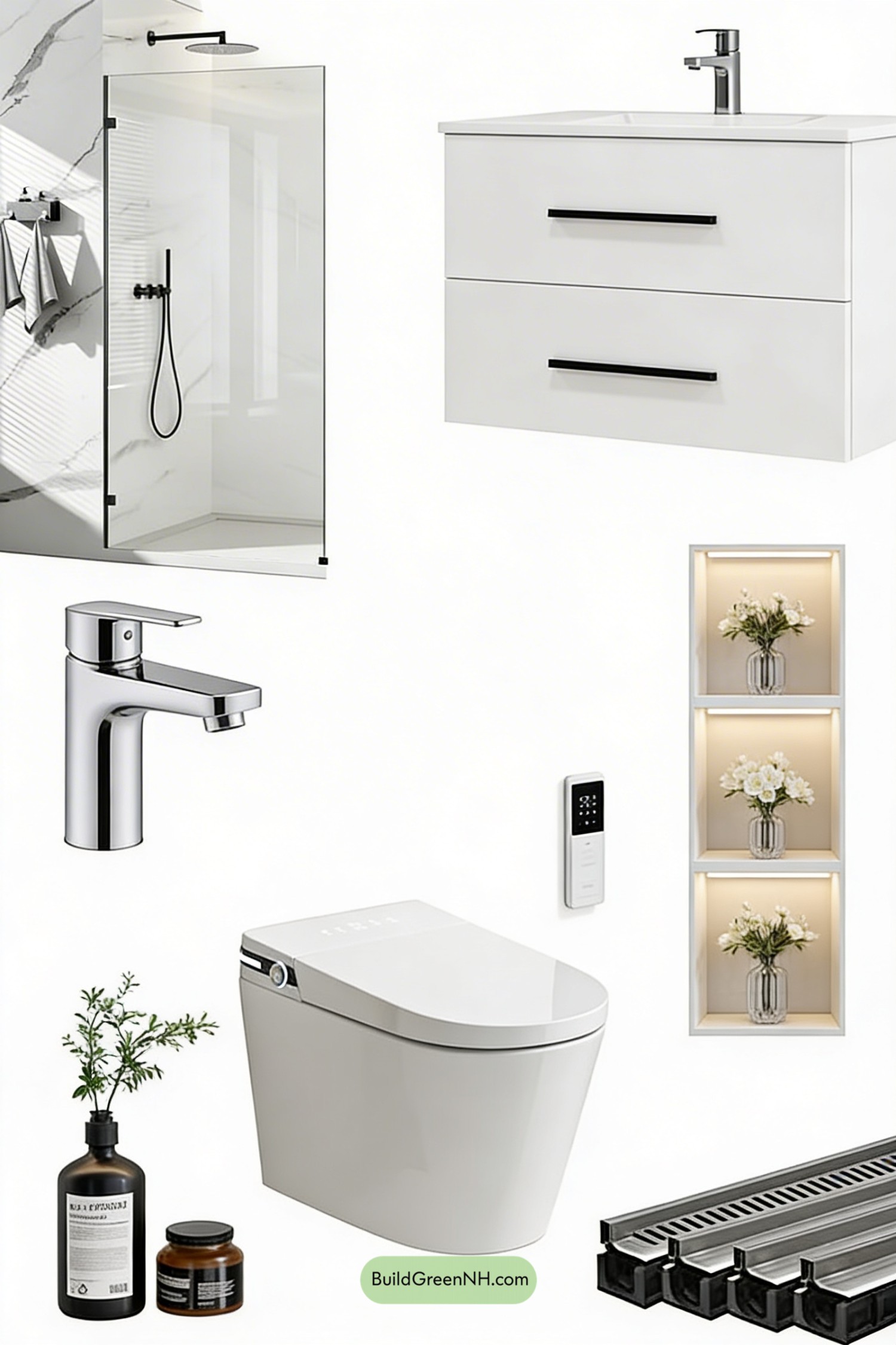 Moodboard for Futuristic Silver-Grey Big Tile Bathroom