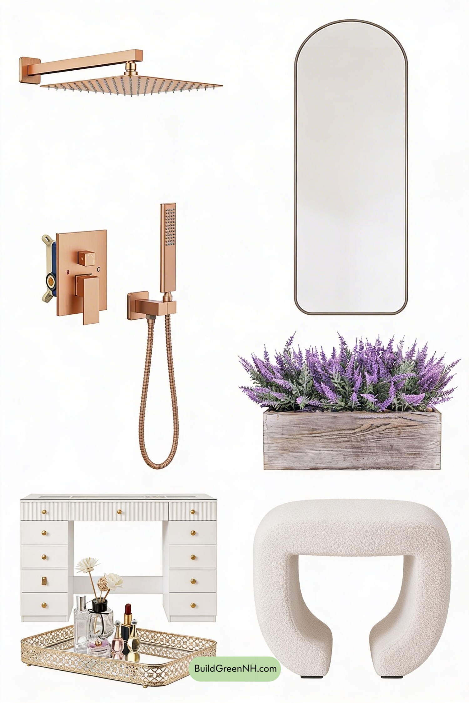 Moodboard for Pearl Quartz Shower with Rose Gold