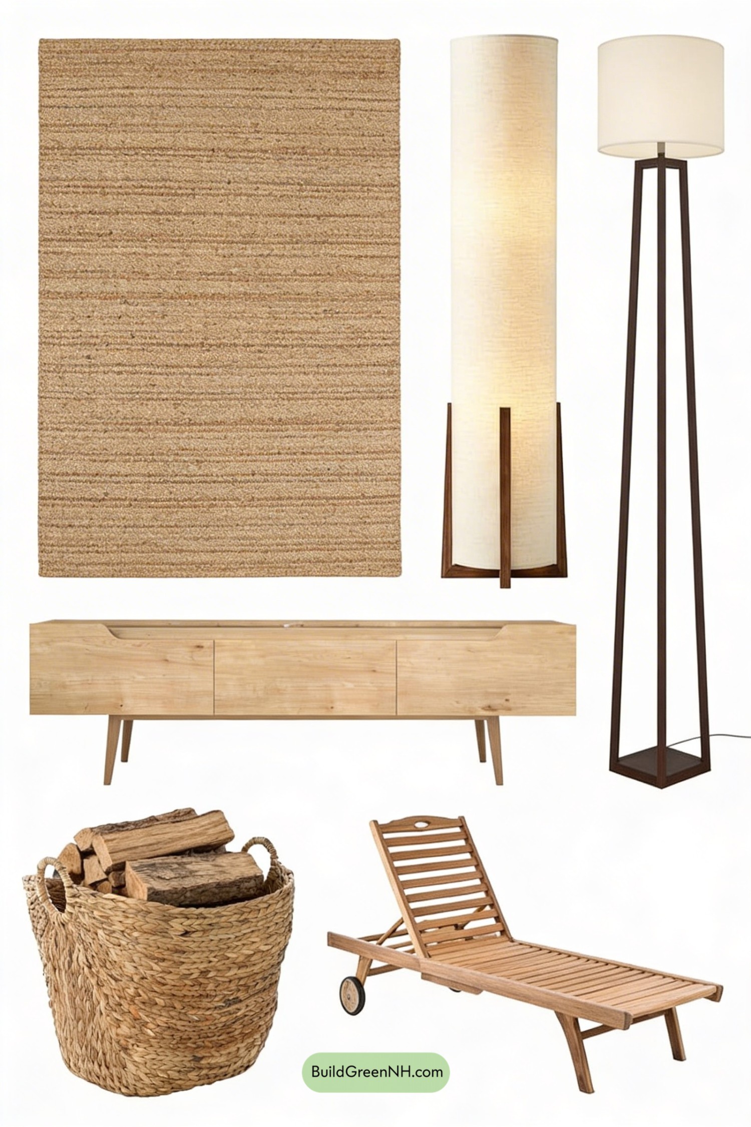 Moodboard for Airy Japandi Living Room Fireplace