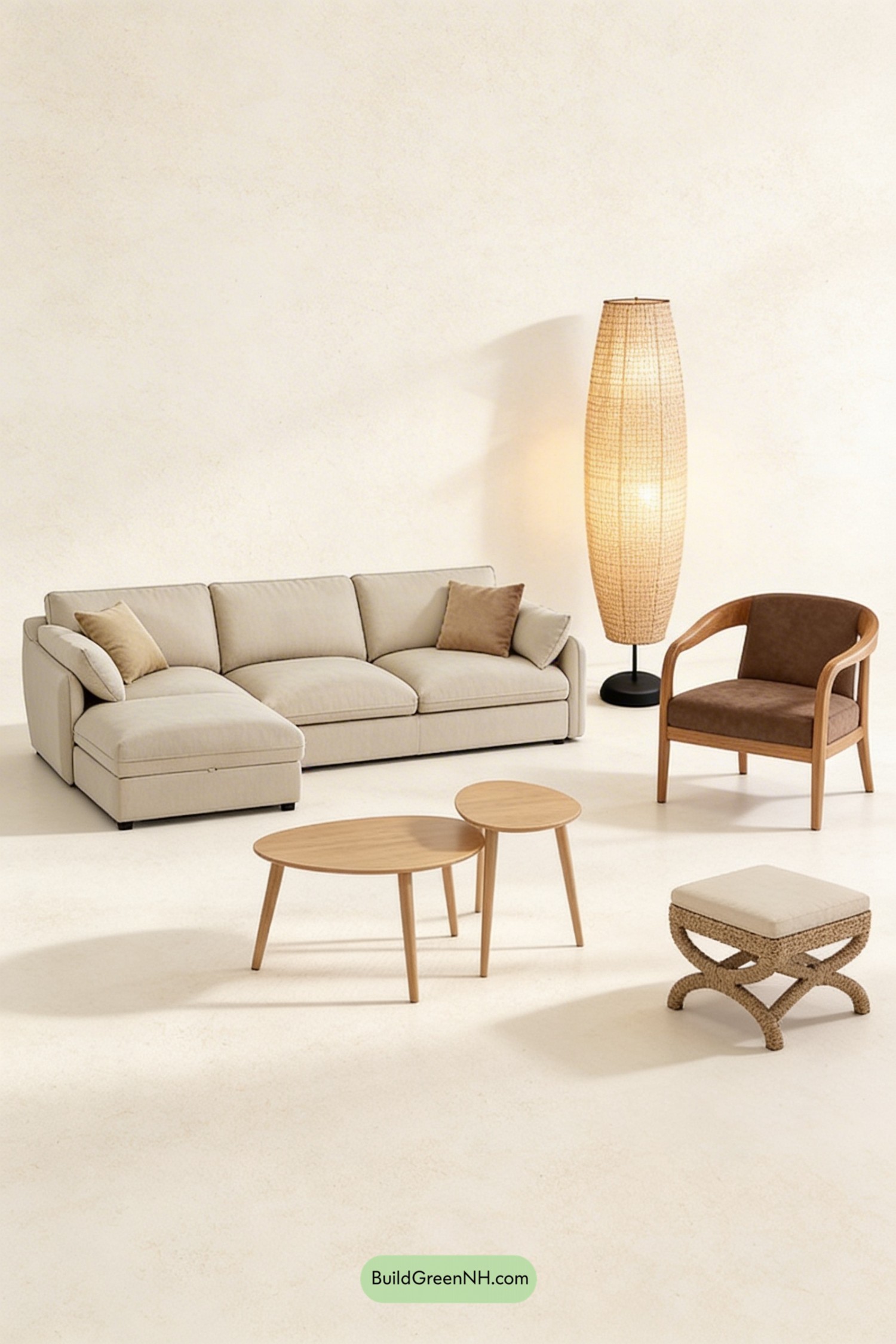 Moodboard for Japandi Calm Around a Plaster Hearth