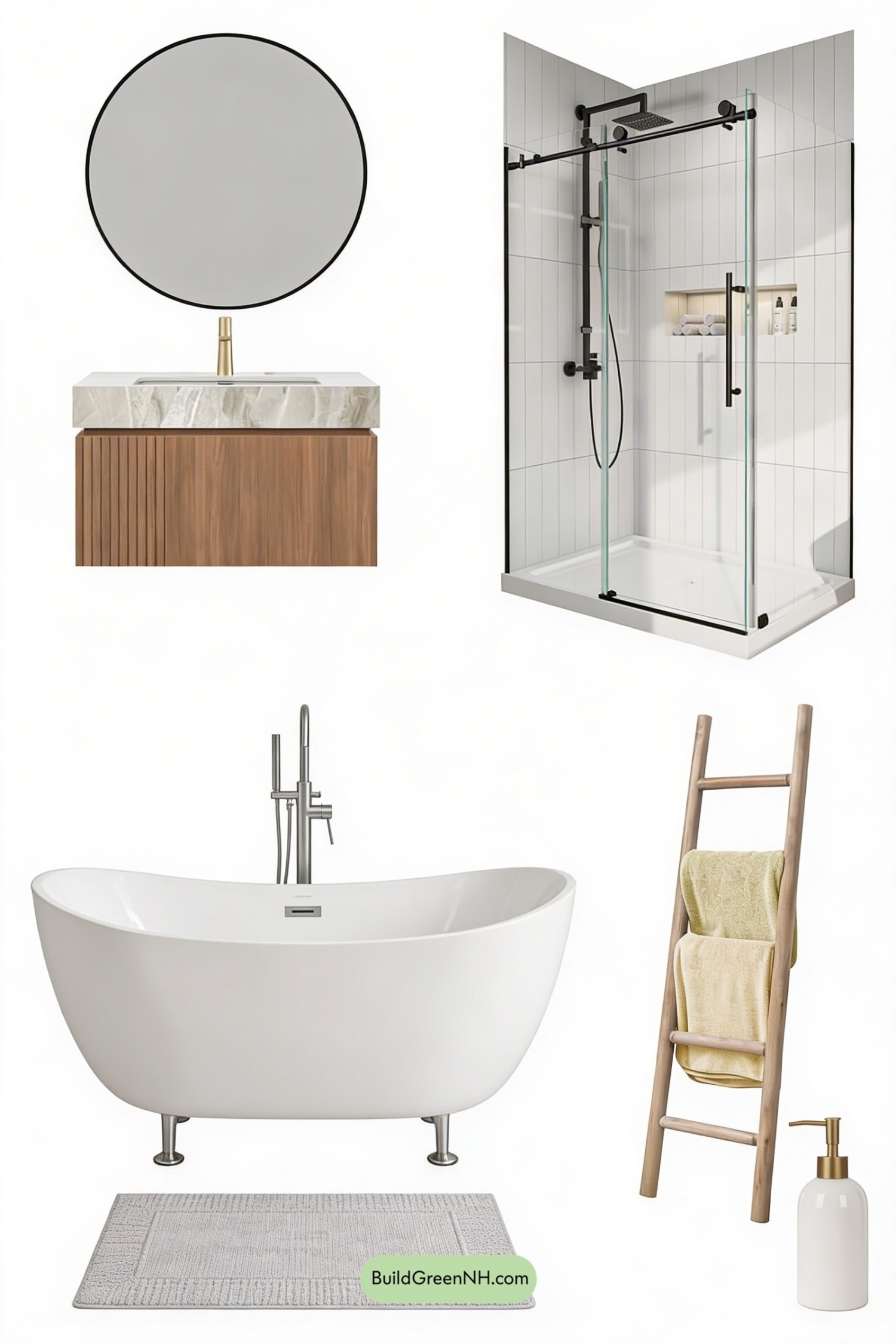 Moodboard for Airy Oak-and-White Scandi Spa