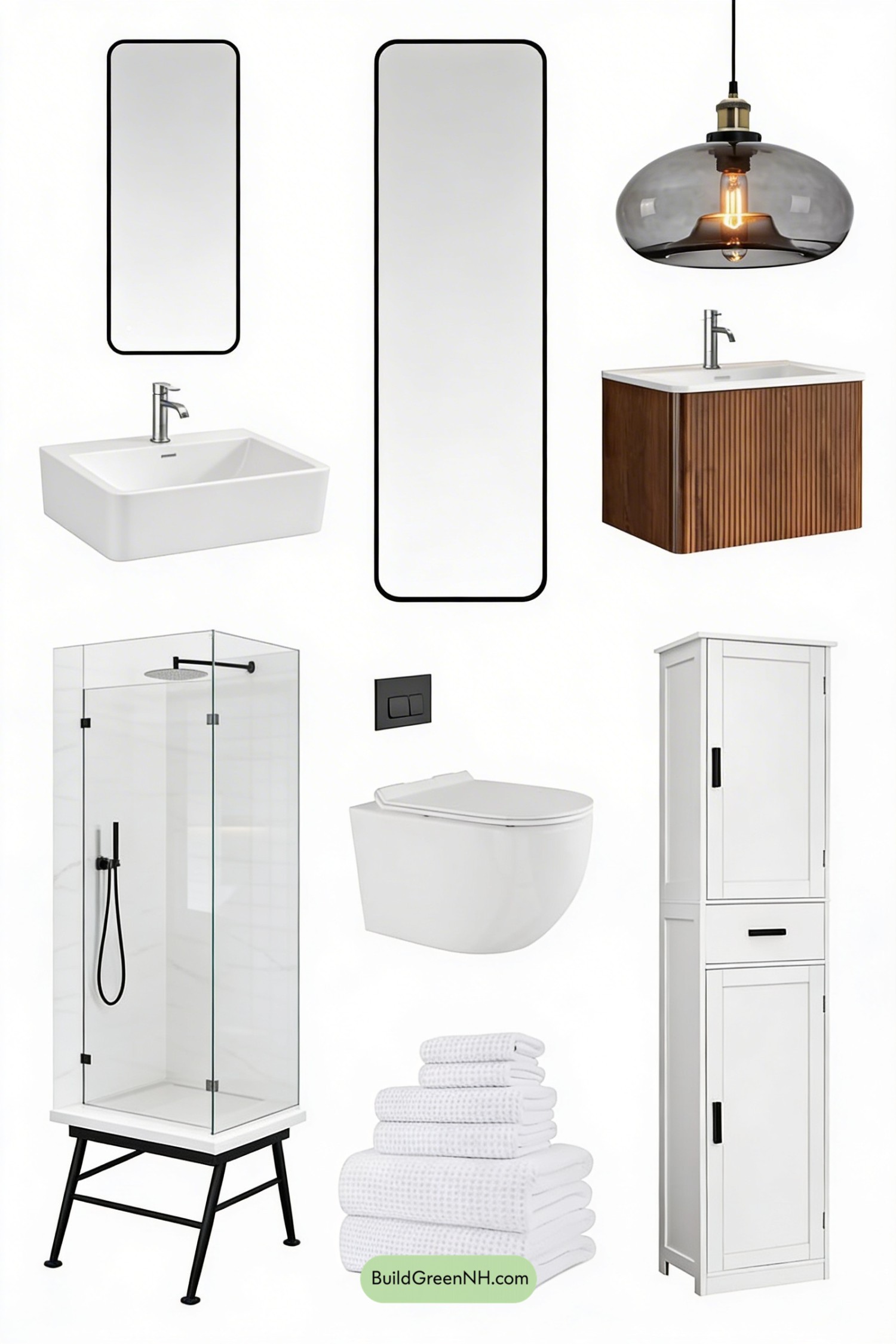 Moodboard for Black-Accent Scandi Loft Bath